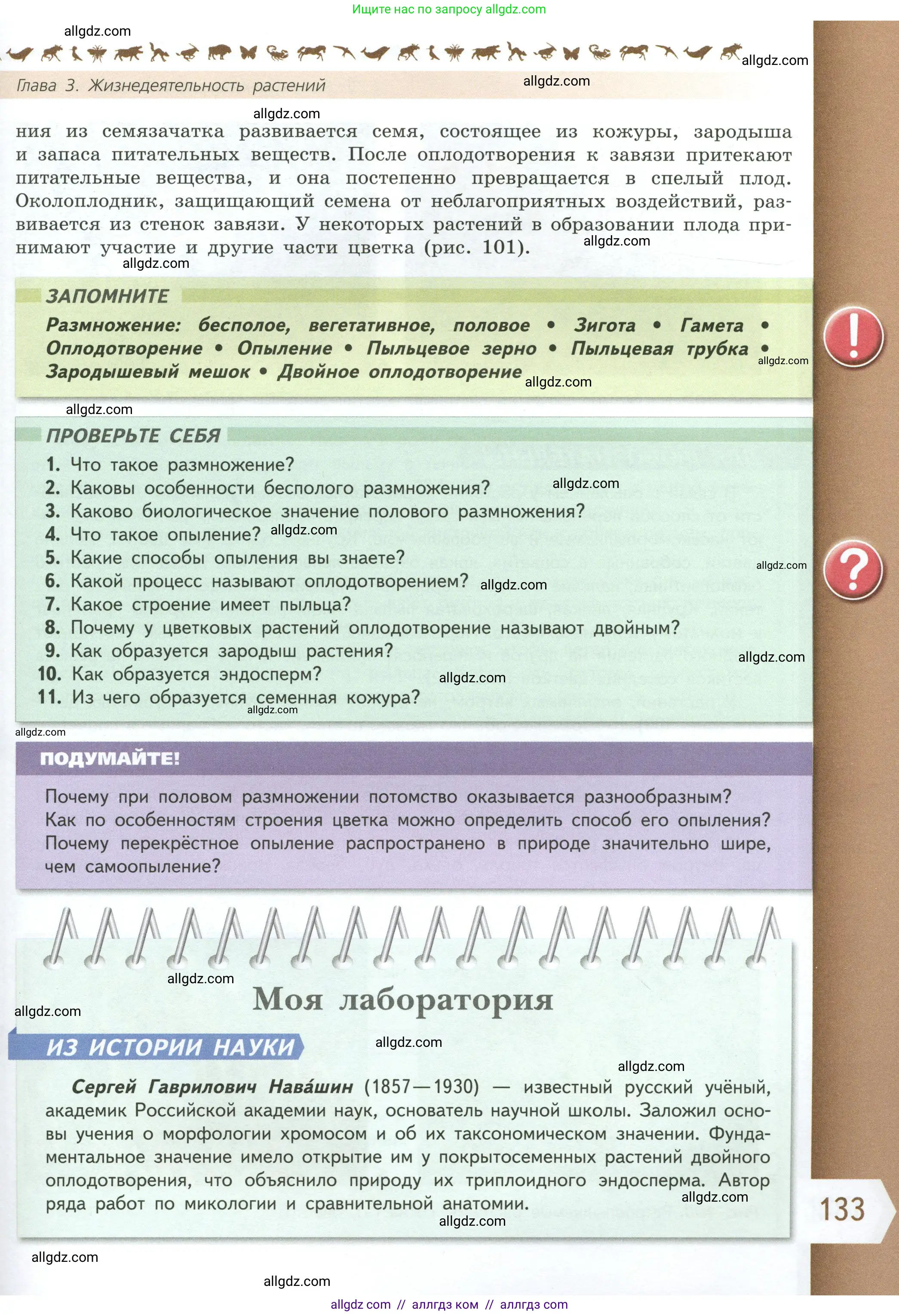 Биология, 6 класс Учебник, авторы: Пасечник Владимир Васильевич, Суматохин Сергей Витальевич, Гапонюк Зоя Георгиевна, Швецов Глеб Геннадьевич, издательство Просвещение, Москва, 2023, белого цвета, страница 133