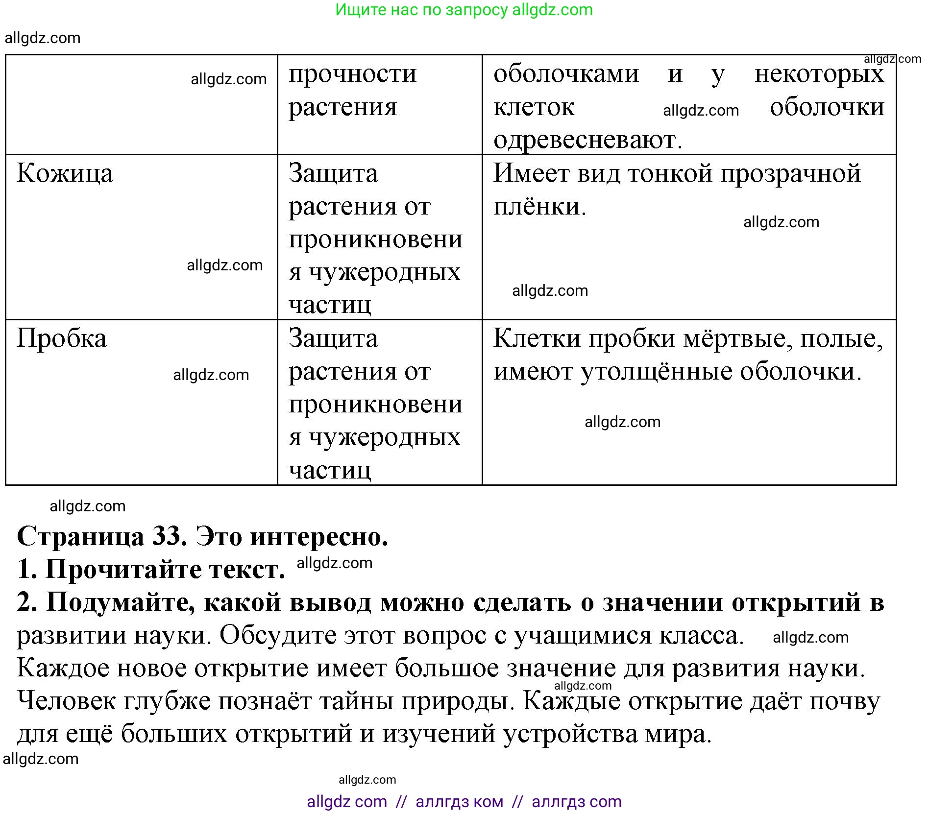 Биология, 6 класс Учебник, авторы: Пасечник Владимир Васильевич, Суматохин Сергей Витальевич, Гапонюк Зоя Георгиевна, Швецов Глеб Геннадьевич, издательство Просвещение, Москва, 2023, белого цвета, страница 32, Решение 1 (продолжение 2)