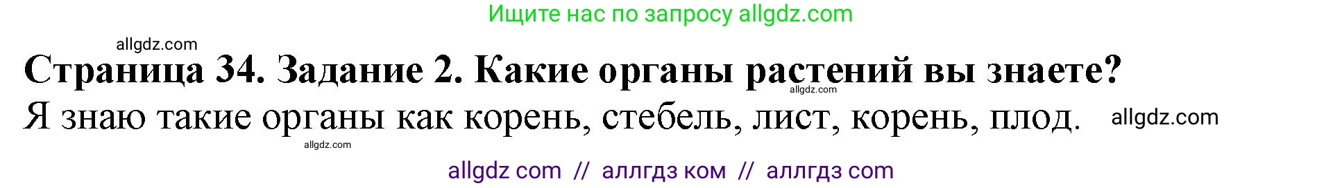 Биология, 6 класс Учебник, авторы: Пасечник Владимир Васильевич, Суматохин Сергей Витальевич, Гапонюк Зоя Георгиевна, Швецов Глеб Геннадьевич, издательство Просвещение, Москва, 2023, белого цвета, страница 34, номер 2, Решение 1