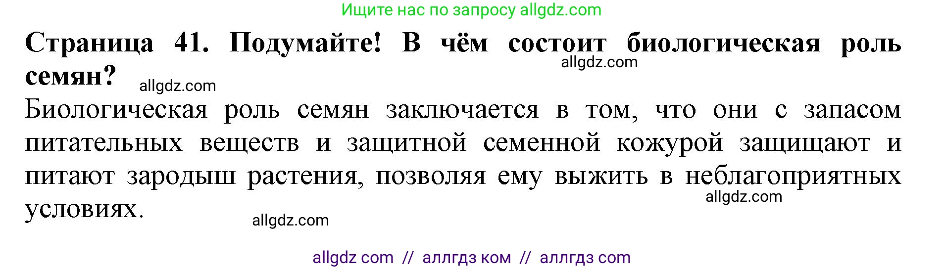 Биология, 6 класс Учебник, авторы: Пасечник Владимир Васильевич, Суматохин Сергей Витальевич, Гапонюк Зоя Георгиевна, Швецов Глеб Геннадьевич, издательство Просвещение, Москва, 2023, белого цвета, страница 41, Решение 1