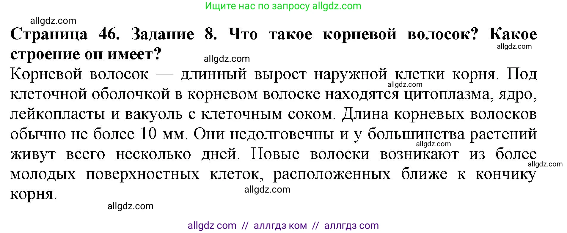 Биология, 6 класс Учебник, авторы: Пасечник Владимир Васильевич, Суматохин Сергей Витальевич, Гапонюк Зоя Георгиевна, Швецов Глеб Геннадьевич, издательство Просвещение, Москва, 2023, белого цвета, страница 46, номер 8, Решение 1