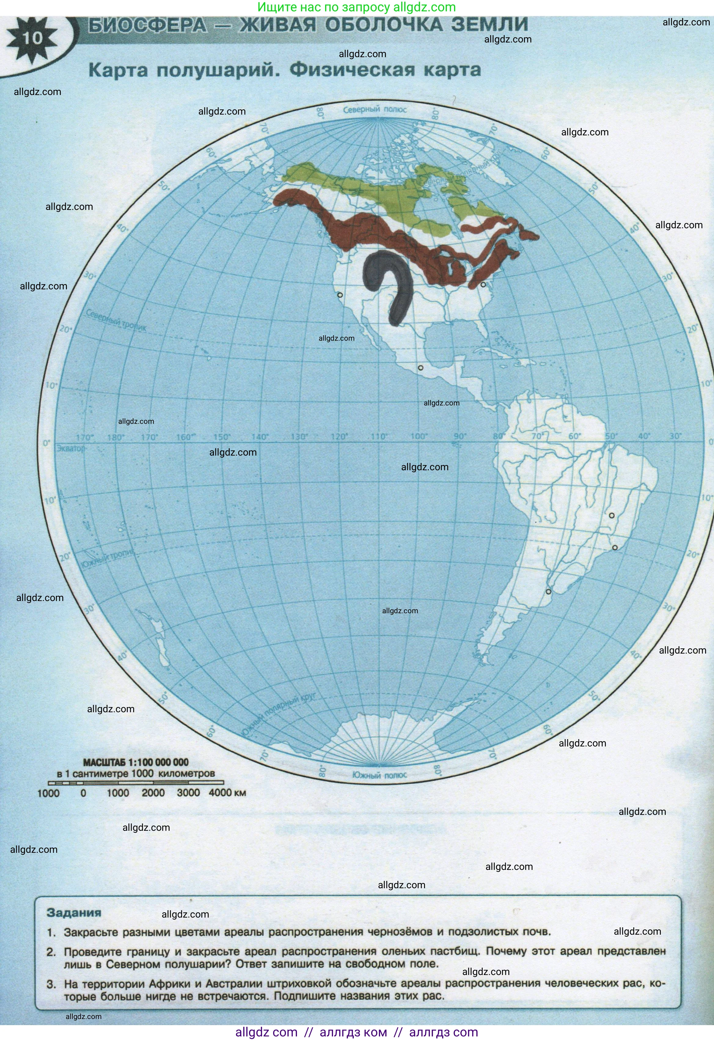 География, 6 класс Контурные карты, автор: Матвеев Алексей Владимирович, издательство Просвещение, Москва, 2023, жёлтого цвета, страница 10, Решение