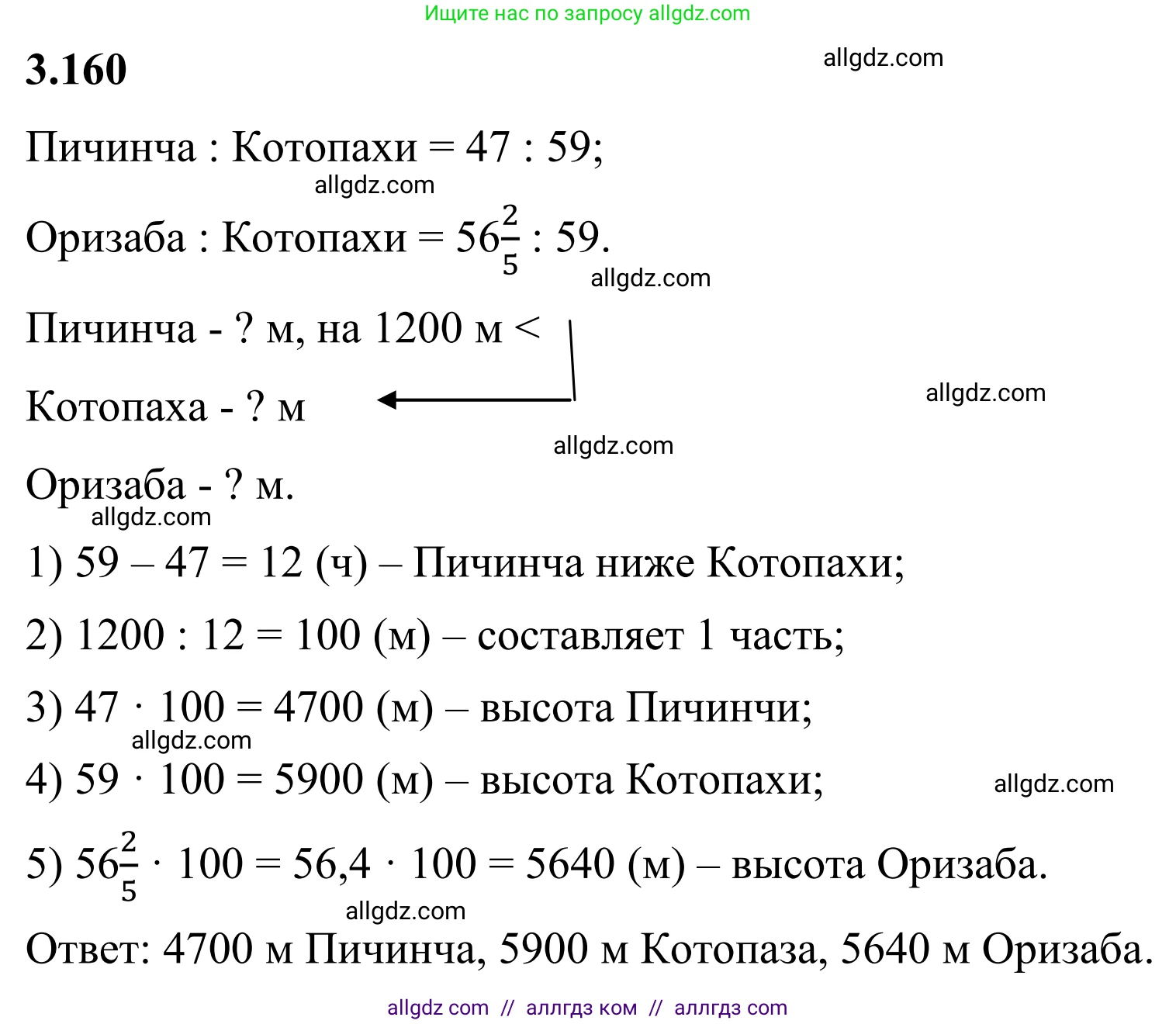 Математика, 6 класс Учебник, авторы: Виленкин Наум Яковлевич, Жохов Владимир Иванович, Чесноков Александр Семёнович, Александрова Лилия Александровна, Шварцбурд Семён Исаакович, издательство Просвещение, Москва, 2023, белого цвета, Часть 1, страница 148, номер 3.160, Решение 1