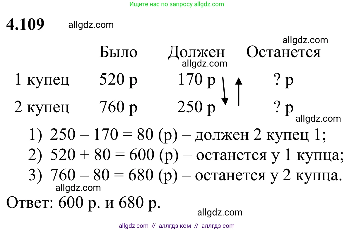 Математика, 6 класс Учебник, авторы: Виленкин Наум Яковлевич, Жохов Владимир Иванович, Чесноков Александр Семёнович, Александрова Лилия Александровна, Шварцбурд Семён Исаакович, издательство Просвещение, Москва, 2023, белого цвета, Часть 2, страница 26, номер 4.109, Решение 1