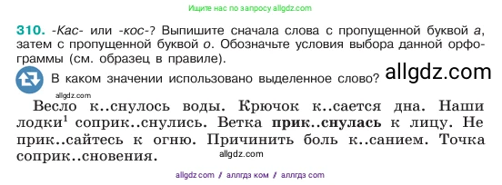 Русский язык, 6 класс Учебник, авторы: Баранов Михаил Трофимович, Ладыженская Таиса Алексеевна, Тростенцова Лидия Александровна, Ладыженская Наталия Вениаминовна, Дейкина Алевтина Дмитриевна, Антонова Любовь Геннадиевна, Григорян Лариса Трофимовна, Кулибаба Иван Иванович, издательство Просвещение, Москва, 2023, салатового цвета, Часть 1, страница 162, номер 310, Условие 2023
