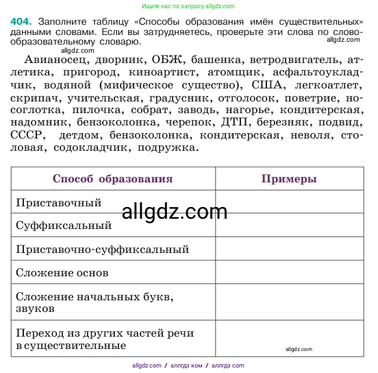 Русский язык, 6 класс Учебник, авторы: Баранов Михаил Трофимович, Ладыженская Таиса Алексеевна, Тростенцова Лидия Александровна, Ладыженская Наталия Вениаминовна, Дейкина Алевтина Дмитриевна, Антонова Любовь Геннадиевна, Григорян Лариса Трофимовна, Кулибаба Иван Иванович, издательство Просвещение, Москва, 2023, салатового цвета, Часть 1, страница 203, номер 404, Условие 2023