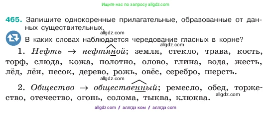 Русский язык, 6 класс Учебник, авторы: Баранов Михаил Трофимович, Ладыженская Таиса Алексеевна, Тростенцова Лидия Александровна, Ладыженская Наталия Вениаминовна, Дейкина Алевтина Дмитриевна, Антонова Любовь Геннадиевна, Григорян Лариса Трофимовна, Кулибаба Иван Иванович, издательство Просвещение, Москва, 2023, салатового цвета, Часть 2, страница 33, номер 465, Условие 2023