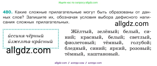 Русский язык, 6 класс Учебник, авторы: Баранов Михаил Трофимович, Ладыженская Таиса Алексеевна, Тростенцова Лидия Александровна, Ладыженская Наталия Вениаминовна, Дейкина Алевтина Дмитриевна, Антонова Любовь Геннадиевна, Григорян Лариса Трофимовна, Кулибаба Иван Иванович, издательство Просвещение, Москва, 2023, салатового цвета, Часть 2, страница 40, номер 480, Условие 2023