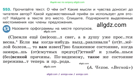 Русский язык, 6 класс Учебник, авторы: Баранов Михаил Трофимович, Ладыженская Таиса Алексеевна, Тростенцова Лидия Александровна, Ладыженская Наталия Вениаминовна, Дейкина Алевтина Дмитриевна, Антонова Любовь Геннадиевна, Григорян Лариса Трофимовна, Кулибаба Иван Иванович, издательство Просвещение, Москва, 2023, салатового цвета, Часть 2, страница 78, номер 553, Условие 2023
