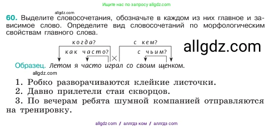 Русский язык, 6 класс Учебник, авторы: Баранов Михаил Трофимович, Ладыженская Таиса Алексеевна, Тростенцова Лидия Александровна, Ладыженская Наталия Вениаминовна, Дейкина Алевтина Дмитриевна, Антонова Любовь Геннадиевна, Григорян Лариса Трофимовна, Кулибаба Иван Иванович, издательство Просвещение, Москва, 2023, салатового цвета, Часть 1, страница 30, номер 60, Условие 2023