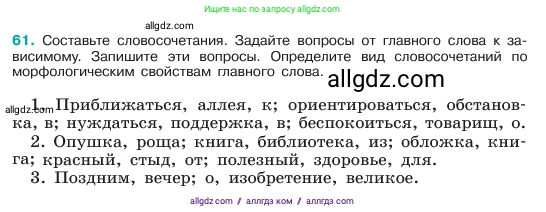 Русский язык, 6 класс Учебник, авторы: Баранов Михаил Трофимович, Ладыженская Таиса Алексеевна, Тростенцова Лидия Александровна, Ладыженская Наталия Вениаминовна, Дейкина Алевтина Дмитриевна, Антонова Любовь Геннадиевна, Григорян Лариса Трофимовна, Кулибаба Иван Иванович, издательство Просвещение, Москва, 2023, салатового цвета, Часть 1, страница 30, номер 61, Условие 2023