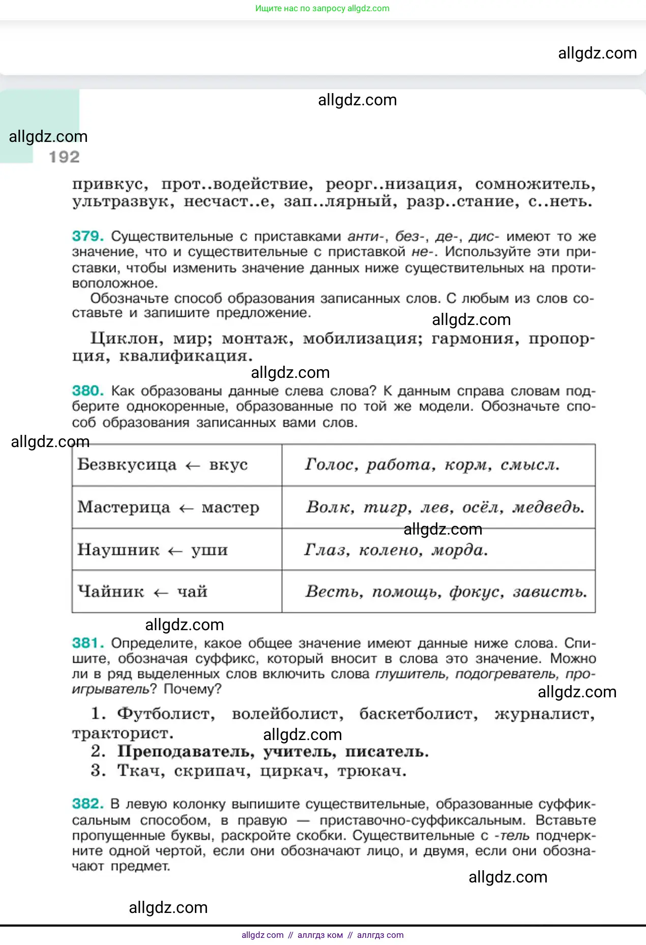 Русский язык, 6 класс Учебник, авторы: Баранов Михаил Трофимович, Ладыженская Таиса Алексеевна, Тростенцова Лидия Александровна, Ладыженская Наталия Вениаминовна, Дейкина Алевтина Дмитриевна, Антонова Любовь Геннадиевна, Григорян Лариса Трофимовна, Кулибаба Иван Иванович, издательство Просвещение, Москва, 2023, салатового цвета, Часть 1, страница 192