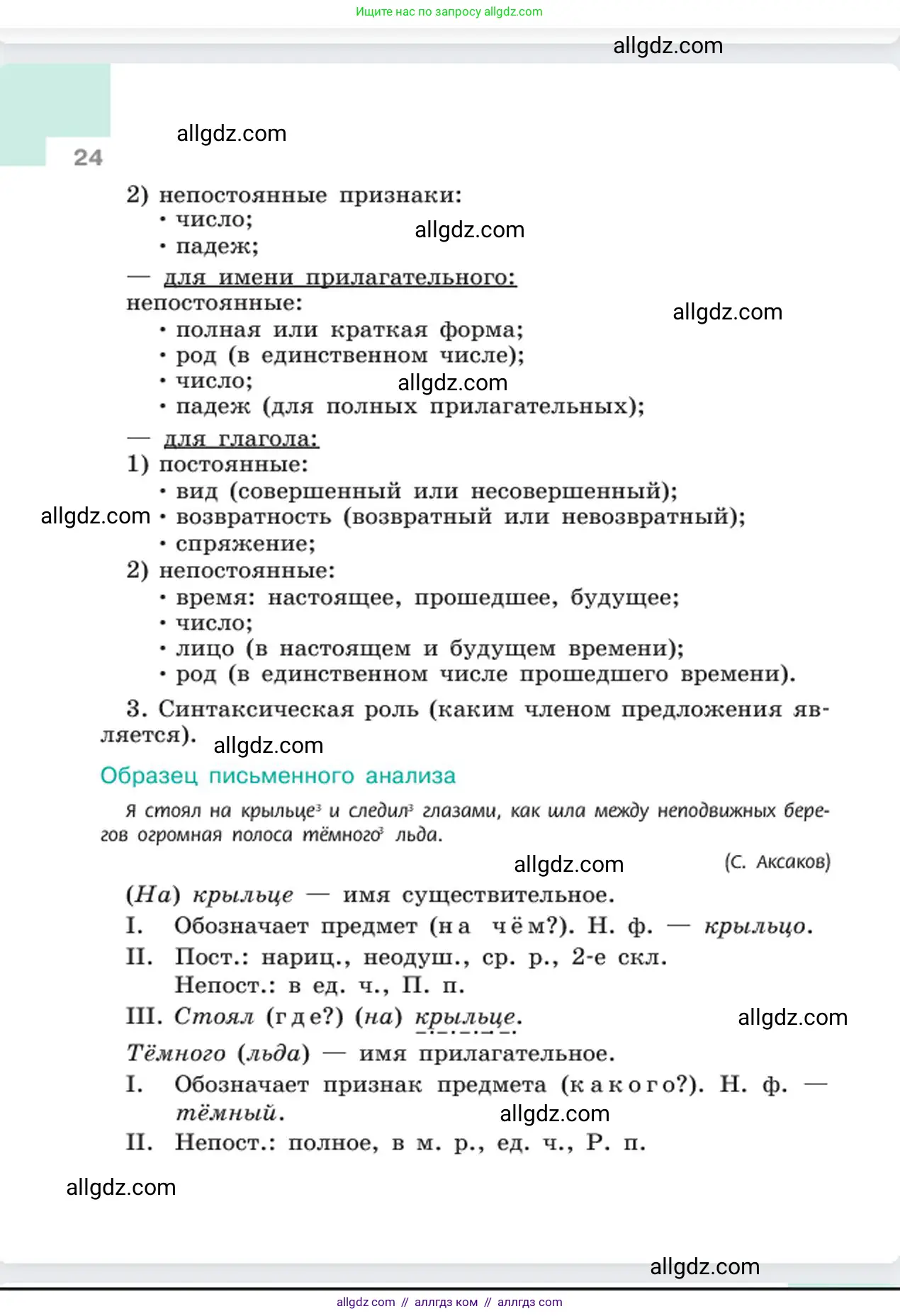 Русский язык, 6 класс Учебник, авторы: Баранов Михаил Трофимович, Ладыженская Таиса Алексеевна, Тростенцова Лидия Александровна, Ладыженская Наталия Вениаминовна, Дейкина Алевтина Дмитриевна, Антонова Любовь Геннадиевна, Григорян Лариса Трофимовна, Кулибаба Иван Иванович, издательство Просвещение, Москва, 2023, салатового цвета, страница 24