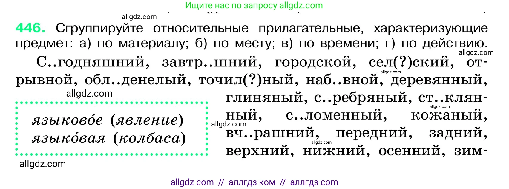 Русский язык, 6 класс Учебник, авторы: Баранов Михаил Трофимович, Ладыженская Таиса Алексеевна, Тростенцова Лидия Александровна, Ладыженская Наталия Вениаминовна, Дейкина Алевтина Дмитриевна, Антонова Любовь Геннадиевна, Григорян Лариса Трофимовна, Кулибаба Иван Иванович, издательство Просвещение, Москва, 2023, салатового цвета, Часть 2, страница 24, номер 446, Условие 2024