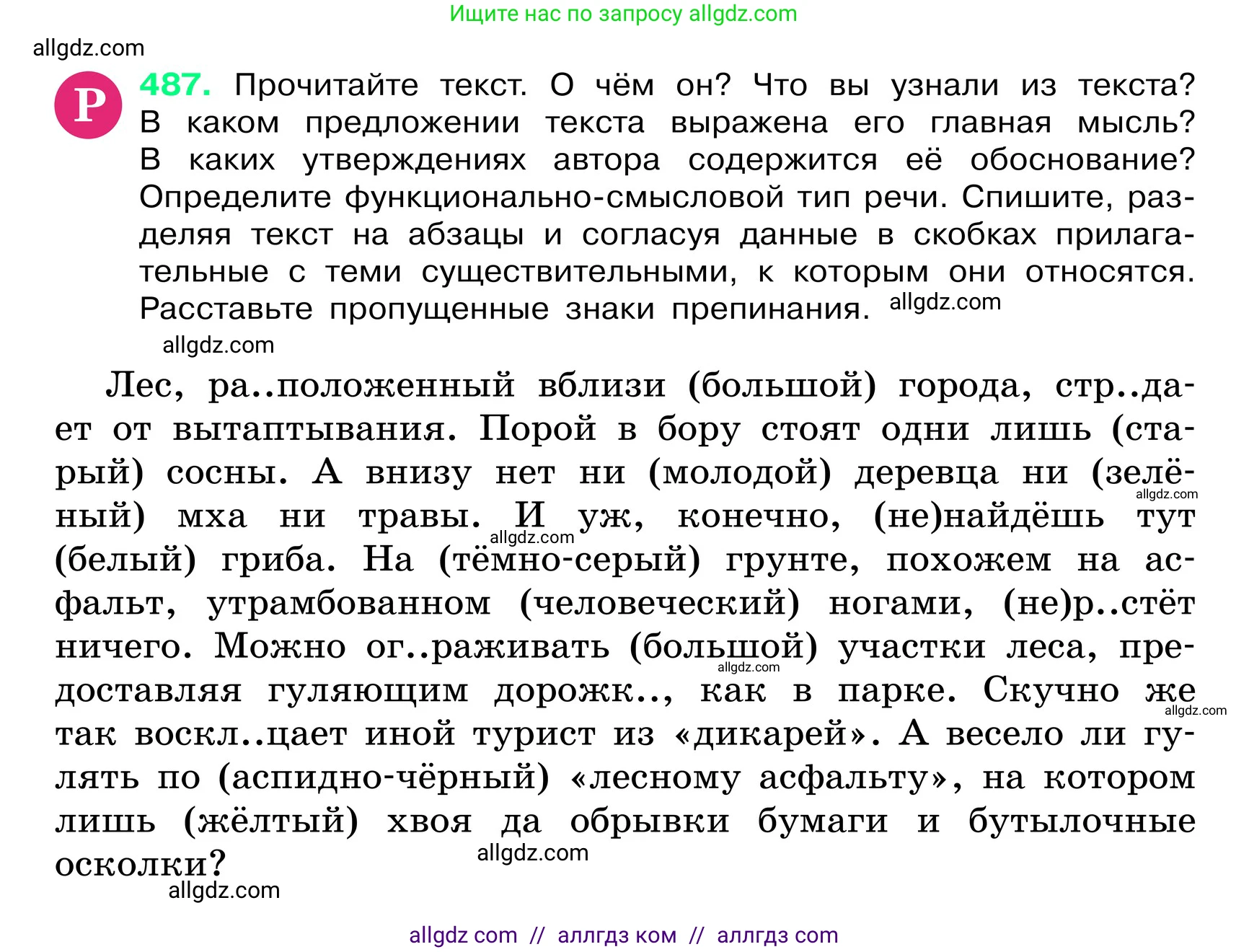 Русский язык, 6 класс Учебник, авторы: Баранов Михаил Трофимович, Ладыженская Таиса Алексеевна, Тростенцова Лидия Александровна, Ладыженская Наталия Вениаминовна, Дейкина Алевтина Дмитриевна, Антонова Любовь Геннадиевна, Григорян Лариса Трофимовна, Кулибаба Иван Иванович, издательство Просвещение, Москва, 2023, салатового цвета, Часть 2, страница 43, номер 487, Условие 2024
