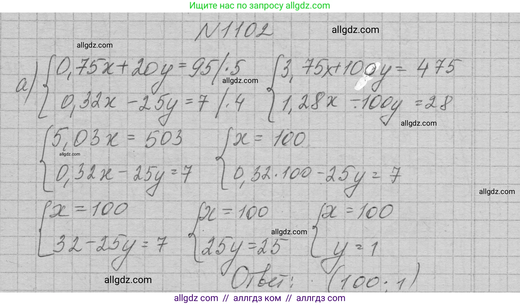 Алгебра, 7 класс Учебник, авторы: Макарычев Юрий Николаевич, Миндюк Нора Григорьевна, Нешков Константин Иванович, Суворова Светлана Борисовна, издательство Просвещение, Москва, 2023, белого цвета, страница 220, номер 1102, Решение 1