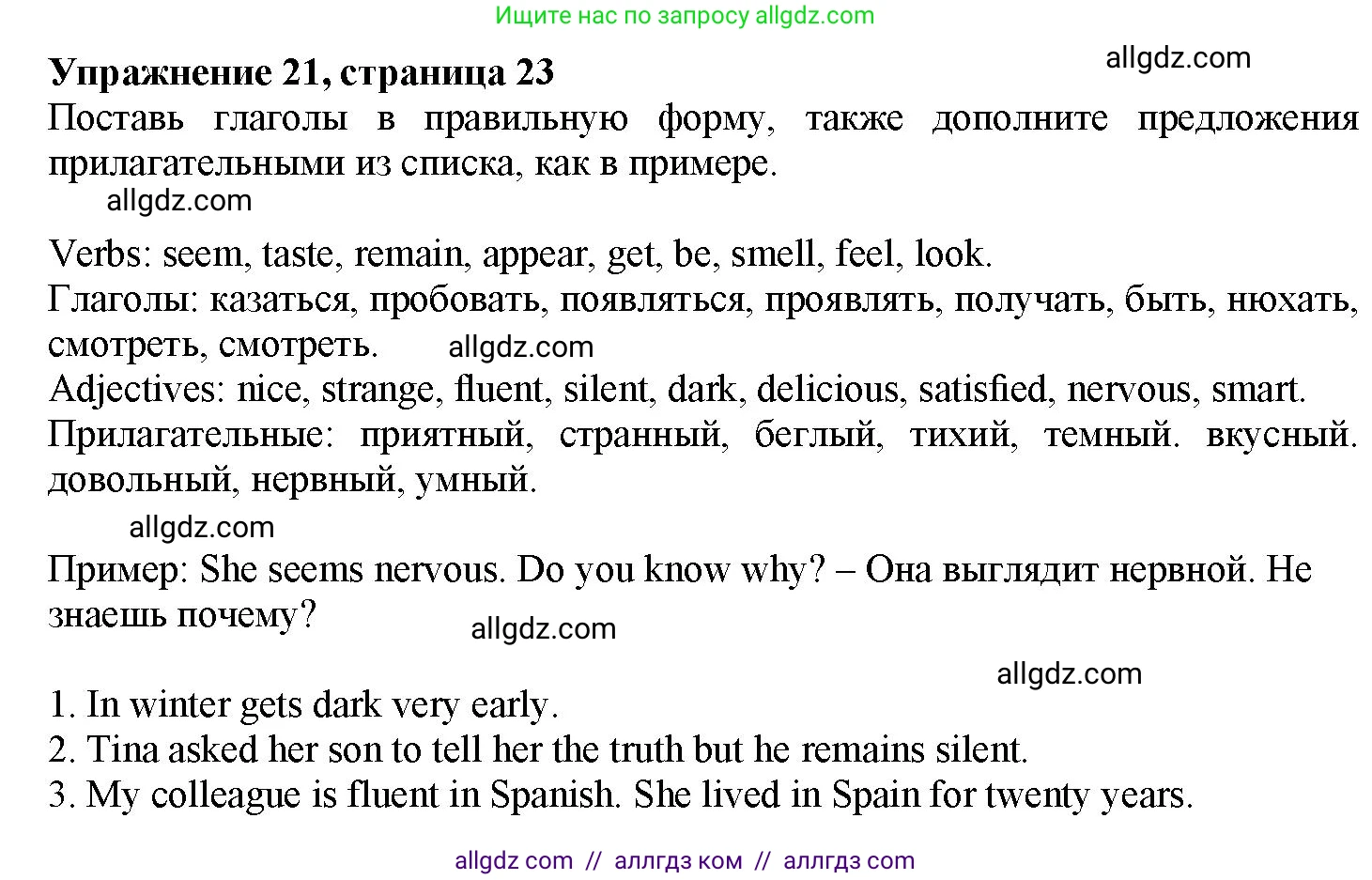 Английский язык (english), 7 класс Грамматический тренажёр, автор: Тимофеева Светлана Леонидовна, издательство Просвещение, Москва, 2023, красного цвета, страница 23, номер 21, Решение 1 (2023-2027)