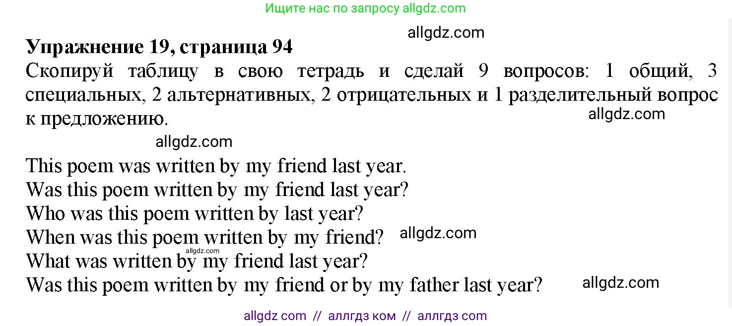 Английский язык (english), 7 класс Грамматический тренажёр, автор: Тимофеева Светлана Леонидовна, издательство Просвещение, Москва, 2023, красного цвета, страница 94, номер 19, Решение 1 (2023-2027)