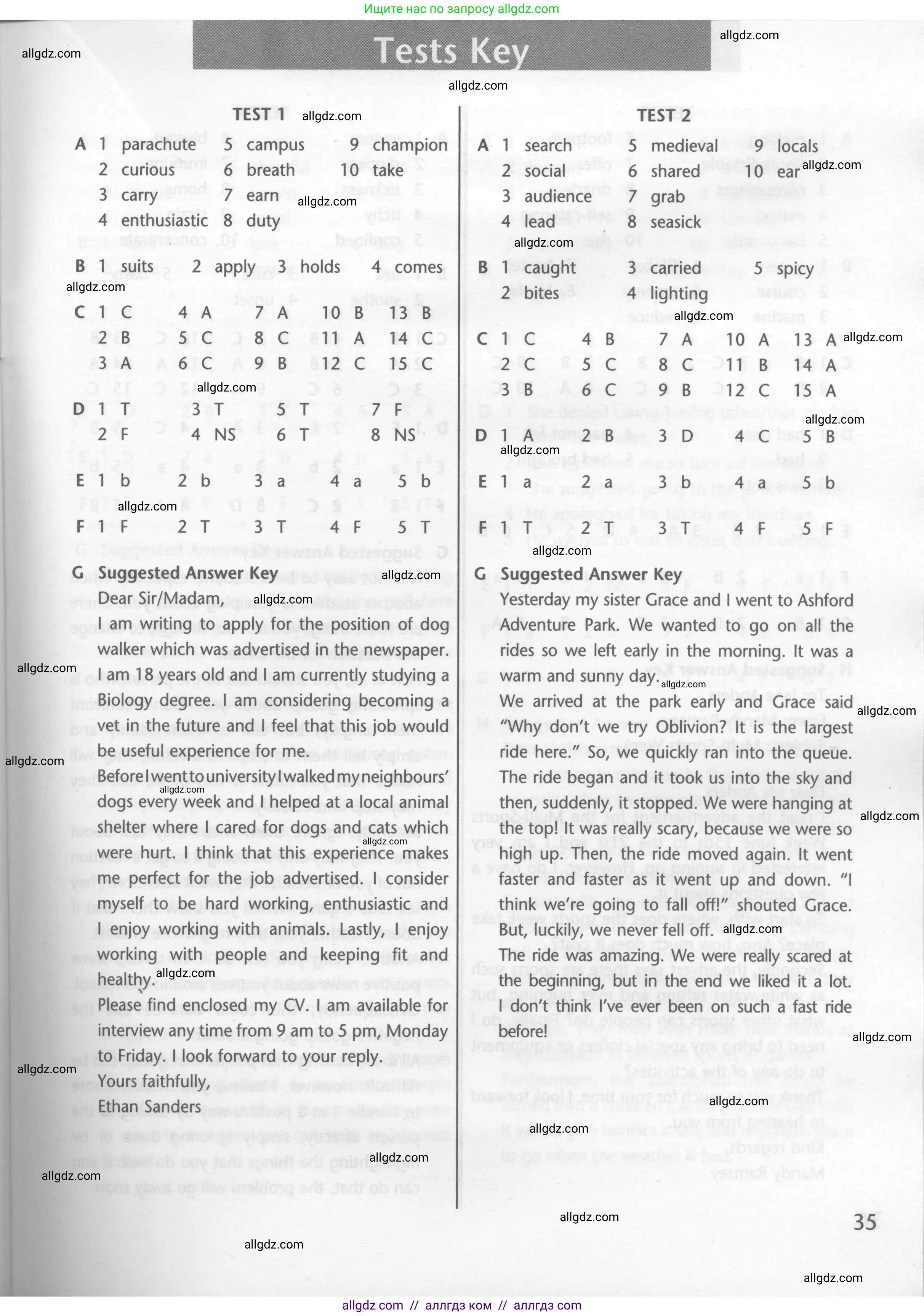 Английский язык (english), 7 класс контрольные задания (test booklet), авторы: Баранова Ксения Михайловна (Baranova Ksenia), Дули Дженни (Dooley Jenny), Мильруд Радислав Петрович (Millrood Radislav), Эванс Вирджиния (Evans Virginia), издательство Просвещение, Москва, 2023, серого цвета, страница 35