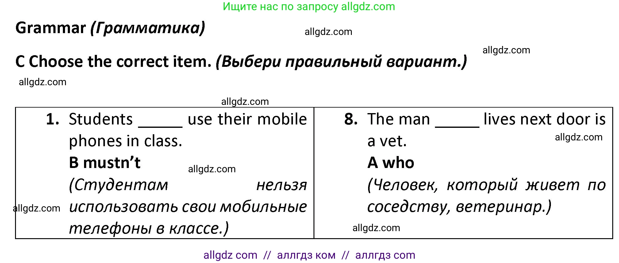 Английский язык (english), 7 класс контрольные задания (test booklet), авторы: Баранова Ксения Михайловна (Baranova Ksenia), Дули Дженни (Dooley Jenny), Мильруд Радислав Петрович (Millrood Radislav), Эванс Вирджиния (Evans Virginia), издательство Просвещение, Москва, 2023, серого цвета, страница 21, номер C, Решение 1 (2023-2027)