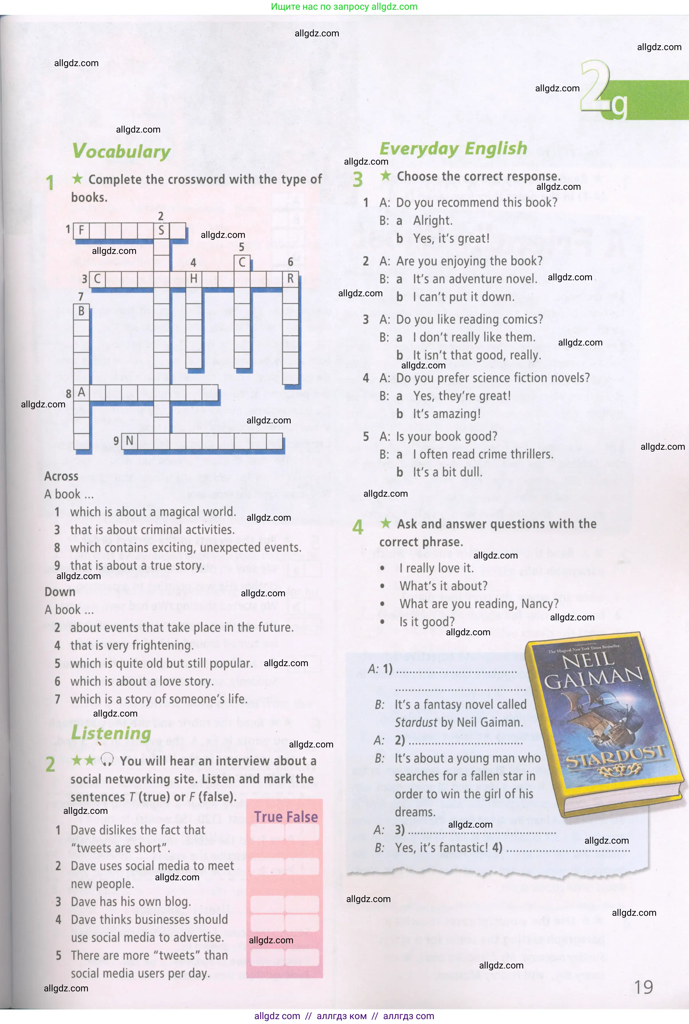 Английский язык (english), 7 класс Рабочая тетрадь (workbook), авторы: Баранова Ксения Михайловна (Baranova Ksenia), Дули Дженни (Dooley Jenny), Копылова Виктория Викторовна (Kopylova Victoria), Мильруд Радислав Петрович (Millrood Radislav), Эванс Вирджиния (Evans Virginia), издательство Просвещение, Москва, 2023, белого цвета, страница 19