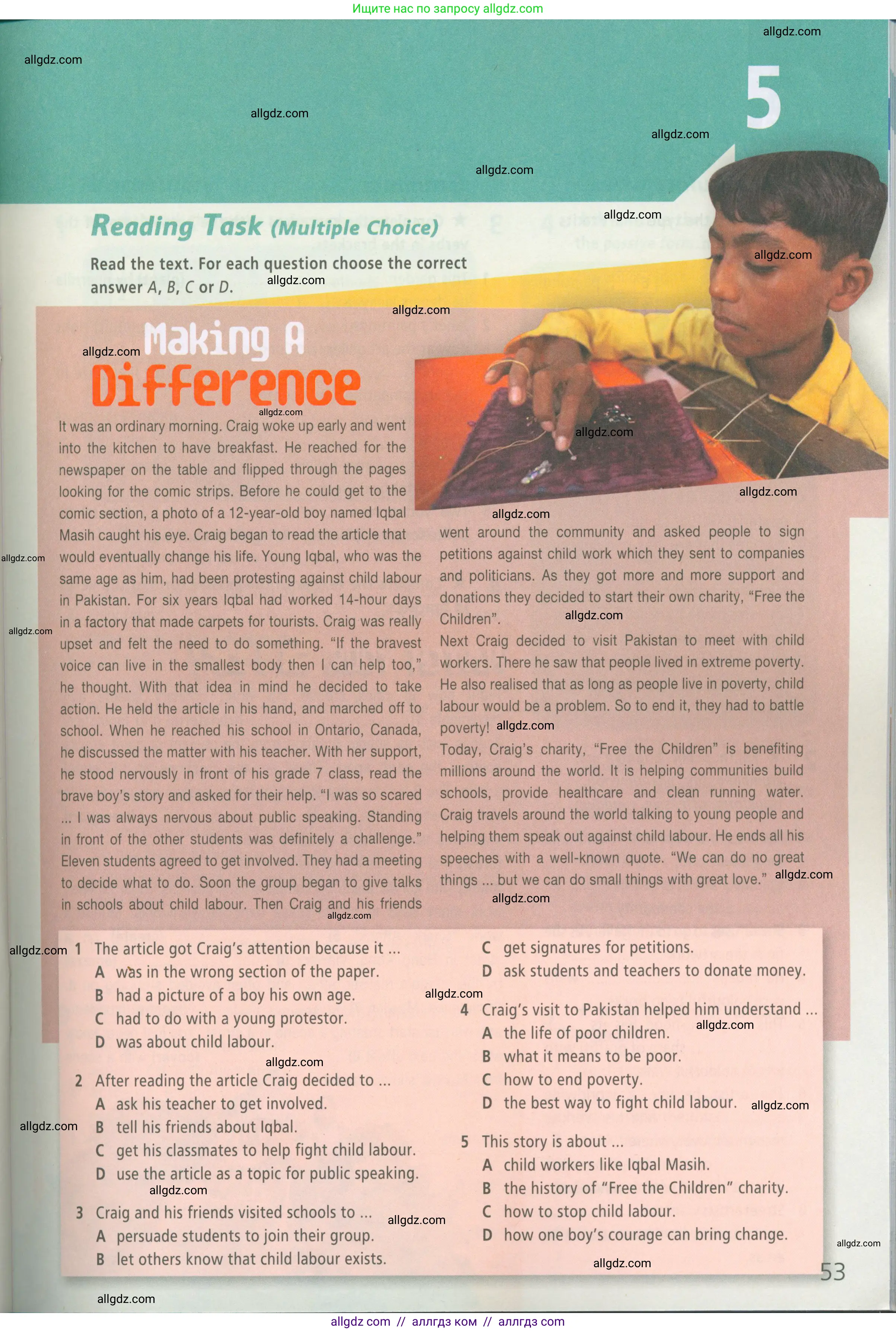 Английский язык (english), 7 класс Рабочая тетрадь (workbook), авторы: Баранова Ксения Михайловна (Baranova Ksenia), Дули Дженни (Dooley Jenny), Копылова Виктория Викторовна (Kopylova Victoria), Мильруд Радислав Петрович (Millrood Radislav), Эванс Вирджиния (Evans Virginia), издательство Просвещение, Москва, 2023, белого цвета, страница 53