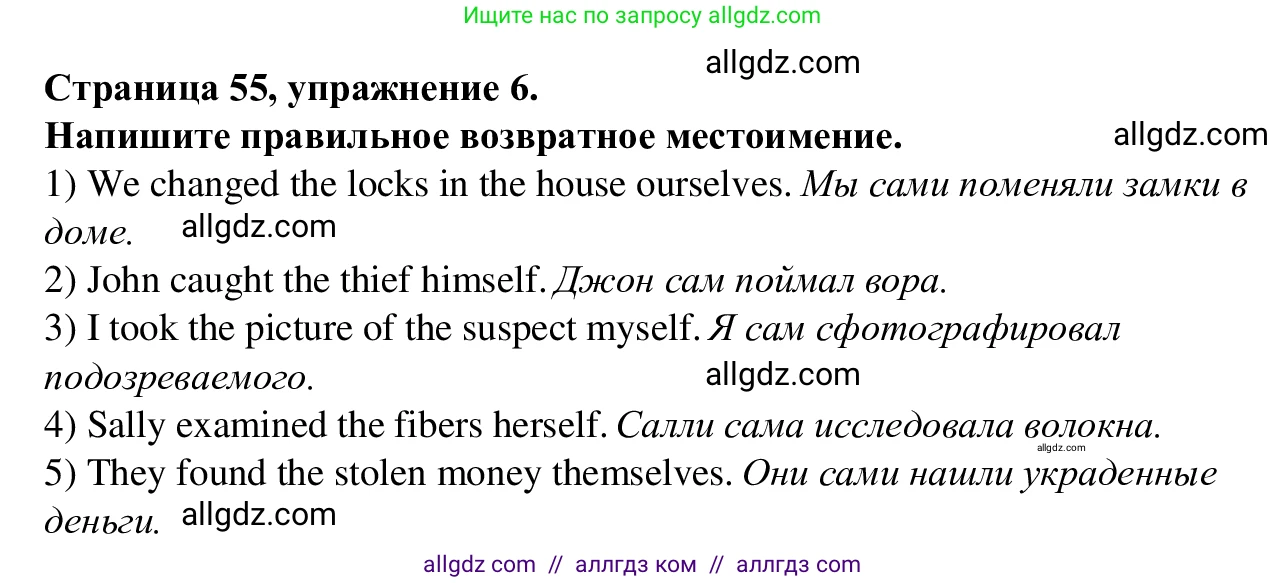 Английский язык (english), 7 класс Рабочая тетрадь (workbook), авторы: Баранова Ксения Михайловна (Baranova Ksenia), Дули Дженни (Dooley Jenny), Копылова Виктория Викторовна (Kopylova Victoria), Мильруд Радислав Петрович (Millrood Radislav), Эванс Вирджиния (Evans Virginia), издательство Просвещение, Москва, 2023, белого цвета, страница 55, номер 6, Решение 1 (2023-2027)