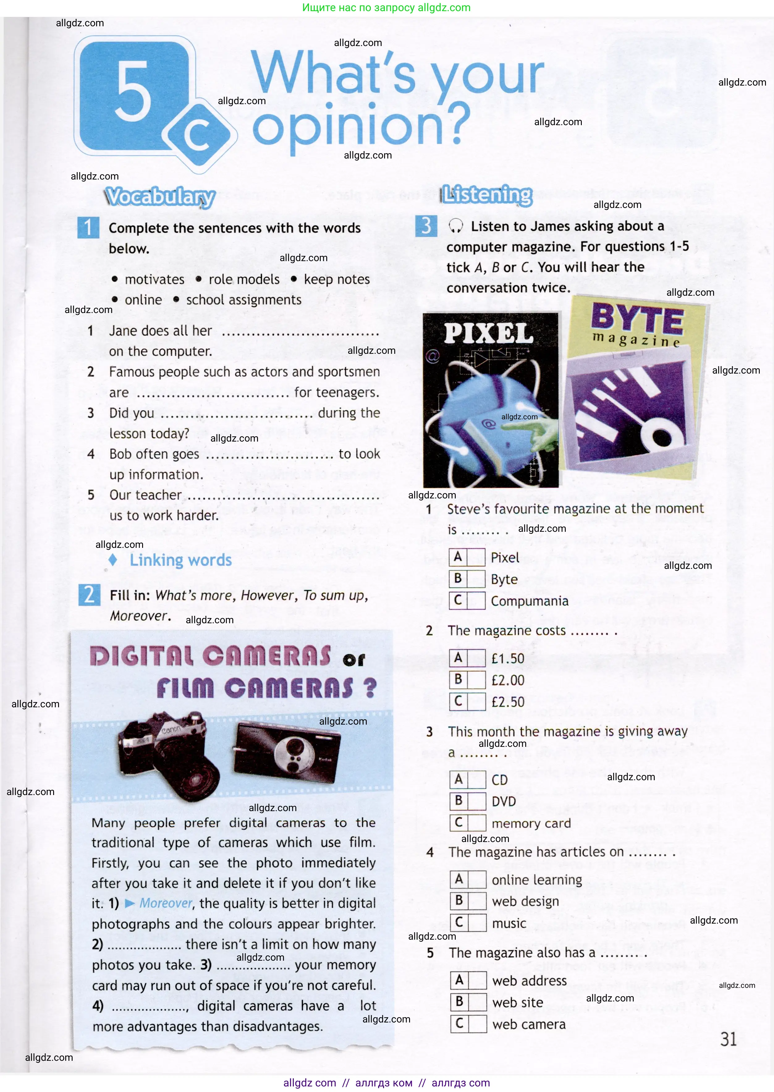 Английский язык (english), 7 класс Рабочая тетрадь (workbook), авторы: Ваулина Юлия Евгеньевна (Vaulina Julia), Дули Дженни (Dooley Jenny), Подоляко Ольга Евгеньевна (Podolyako Olga), Эванс Вирджиния (Evans Virginia), издательство Просвещение, Москва, 2023, красного цвета, страница 31