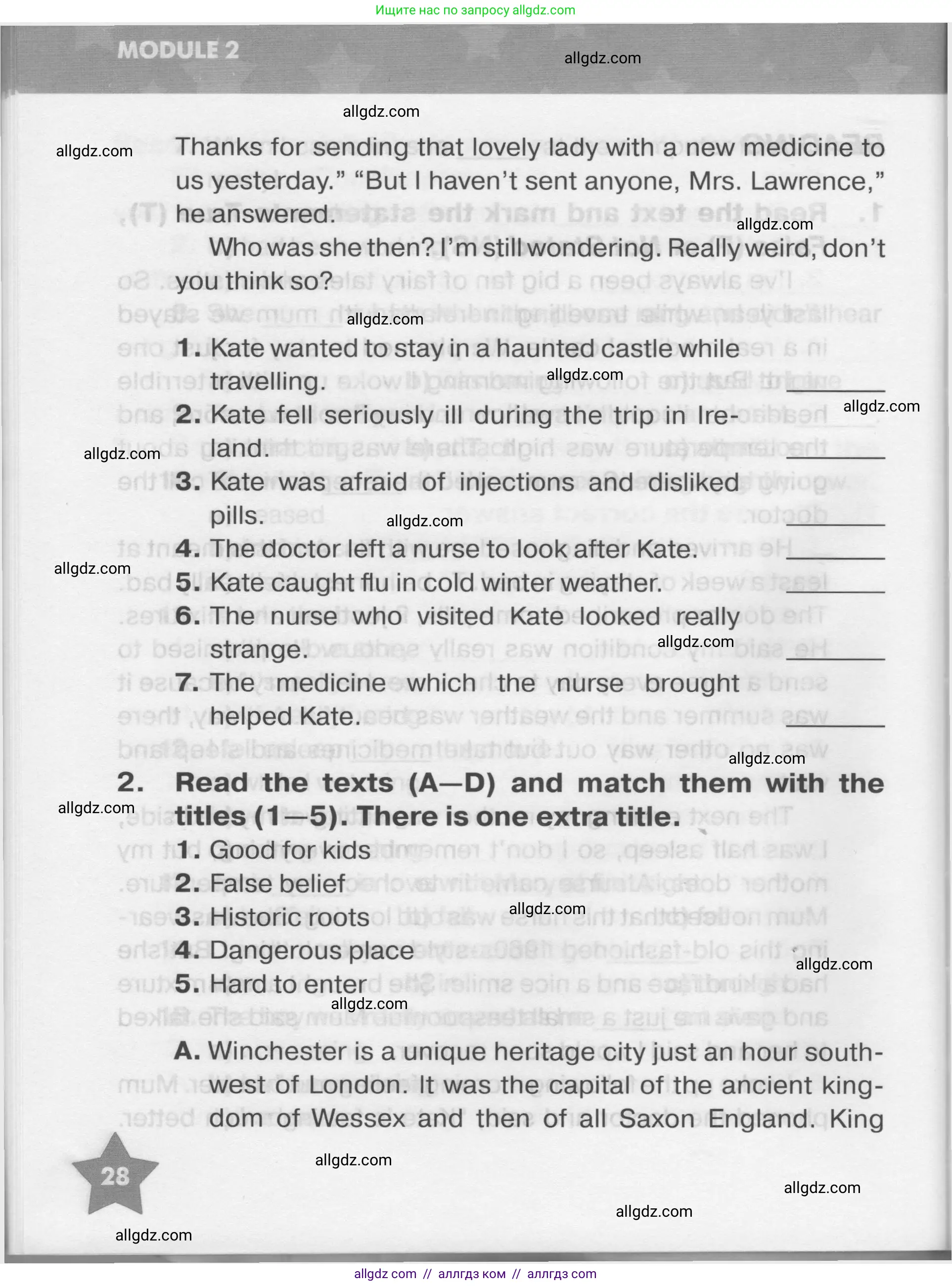 Английский язык (english), 7 класс Тренировочные упражнения в формате ОГЭ (ГИА), авторы: Комиссаров Константин Вячеславович, Кирдяева Ольга Ивановна, издательство Просвещение, Москва, 2019, белого цвета, страница 28