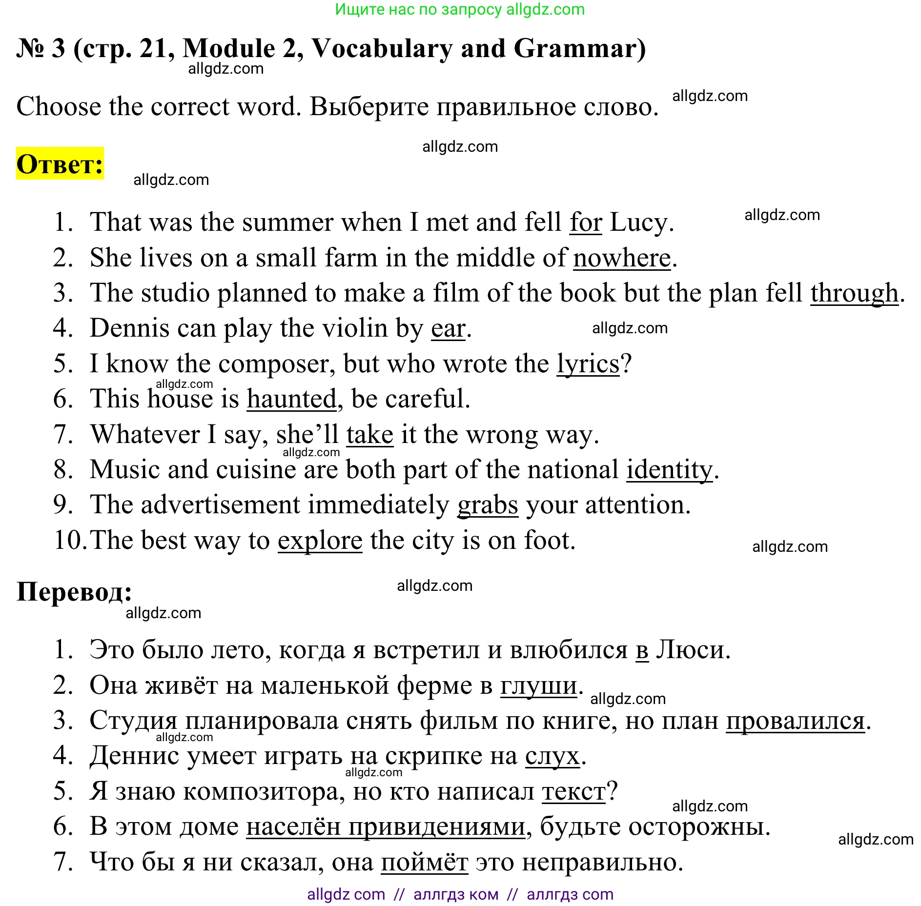 Английский язык (english), 7 класс Тренировочные упражнения в формате ОГЭ (ГИА), авторы: Комиссаров Константин Вячеславович, Кирдяева Ольга Ивановна, издательство Просвещение, Москва, 2019, белого цвета, страница 21, номер 3, Решение 1 (2023-2027)