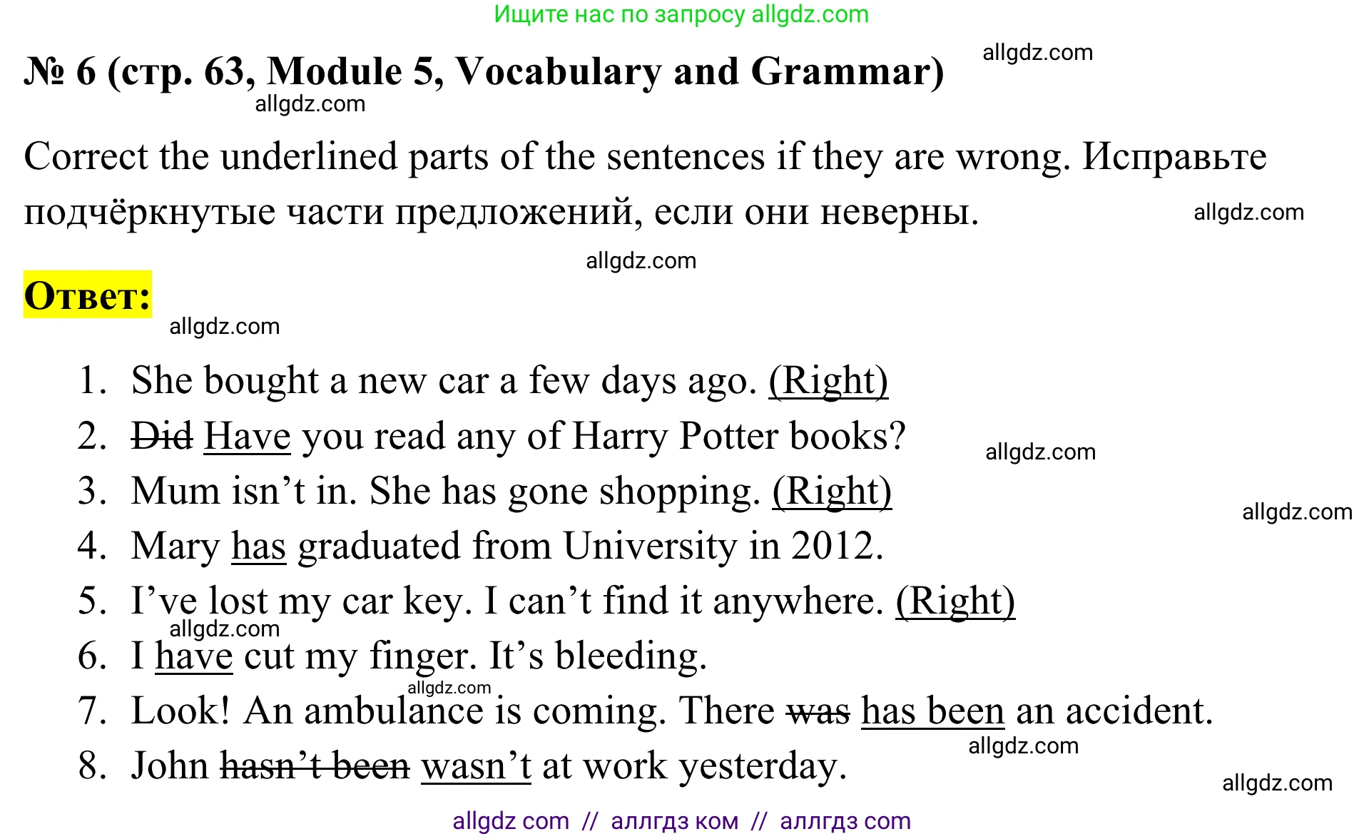 Английский язык (english), 7 класс Тренировочные упражнения в формате ОГЭ (ГИА), авторы: Комиссаров Константин Вячеславович, Кирдяева Ольга Ивановна, издательство Просвещение, Москва, 2019, белого цвета, страница 63, номер 6, Решение 1 (2023-2027)