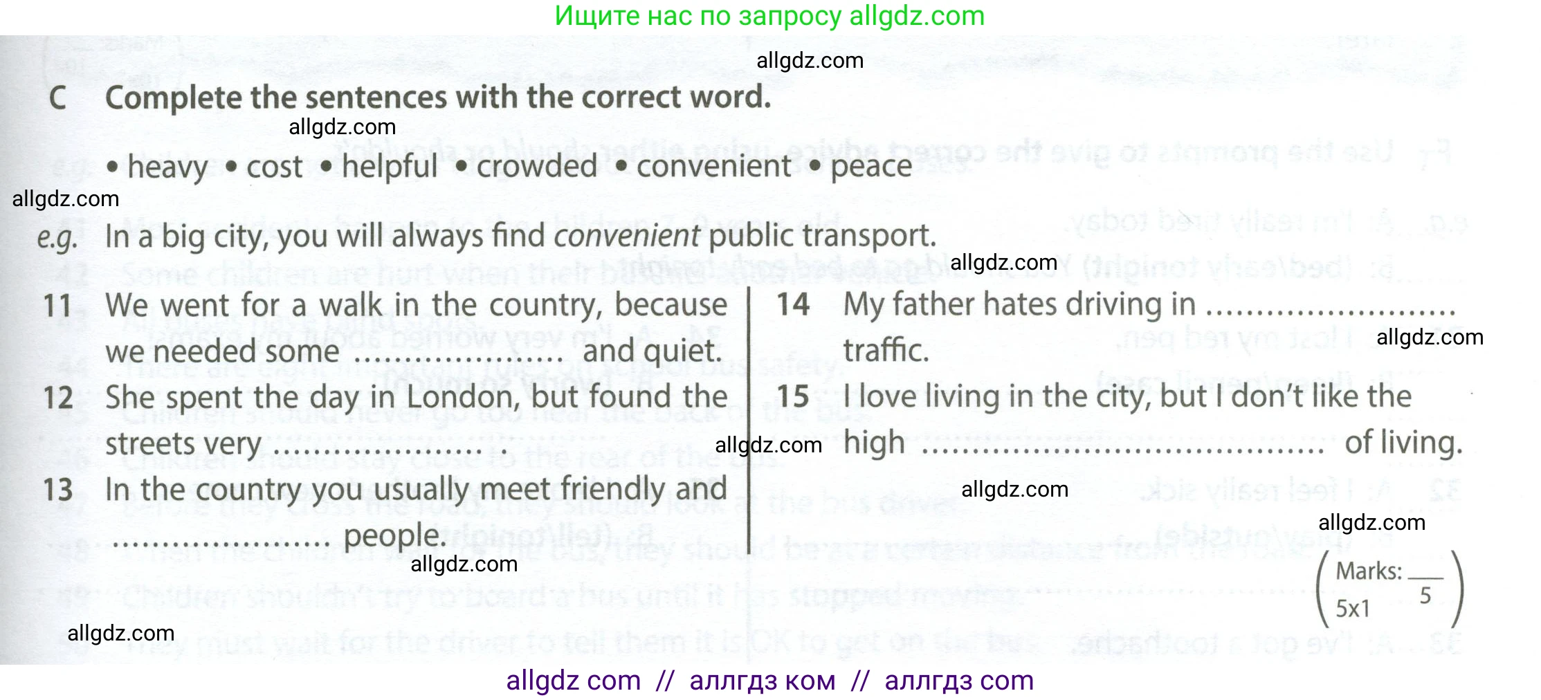 Английский язык (english), 7 класс контрольные задания (test booklet), авторы: Ваулина Юлия Евгеньевна (Vaulina Julia), Дули Дженни (Dooley Jenny), Подоляко Ольга Евгеньевна (Podolyako Olga), Эванс Вирджиния (Evans Virginia), издательство Просвещение, Москва, 2023, розового цвета, страница 5, номер C (11-15), Условие 2023-2027