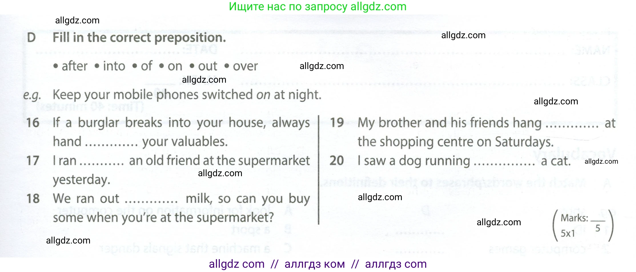 Английский язык (english), 7 класс контрольные задания (test booklet), авторы: Ваулина Юлия Евгеньевна (Vaulina Julia), Дули Дженни (Dooley Jenny), Подоляко Ольга Евгеньевна (Podolyako Olga), Эванс Вирджиния (Evans Virginia), издательство Просвещение, Москва, 2023, розового цвета, страница 6, номер D (16-20), Условие 2023-2027