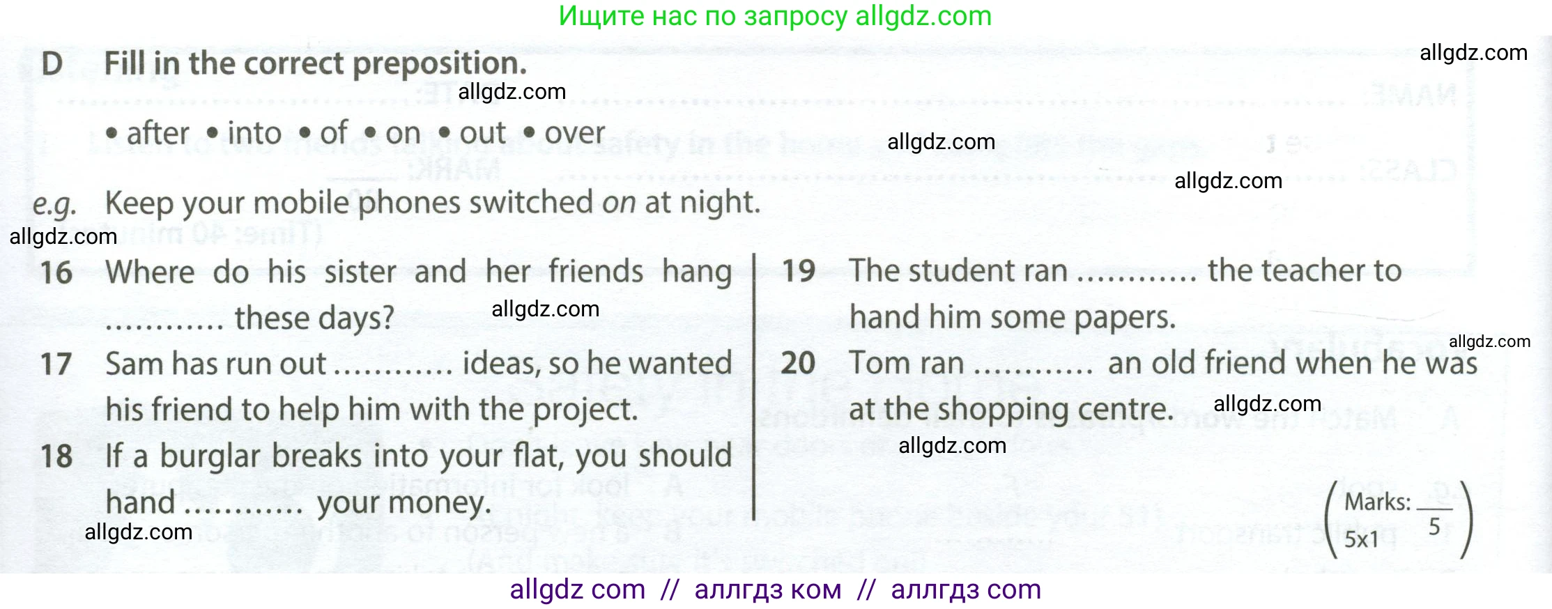 Английский язык (english), 7 класс контрольные задания (test booklet), авторы: Ваулина Юлия Евгеньевна (Vaulina Julia), Дули Дженни (Dooley Jenny), Подоляко Ольга Евгеньевна (Podolyako Olga), Эванс Вирджиния (Evans Virginia), издательство Просвещение, Москва, 2023, розового цвета, страница 10, номер D (16-20), Условие 2023-2027