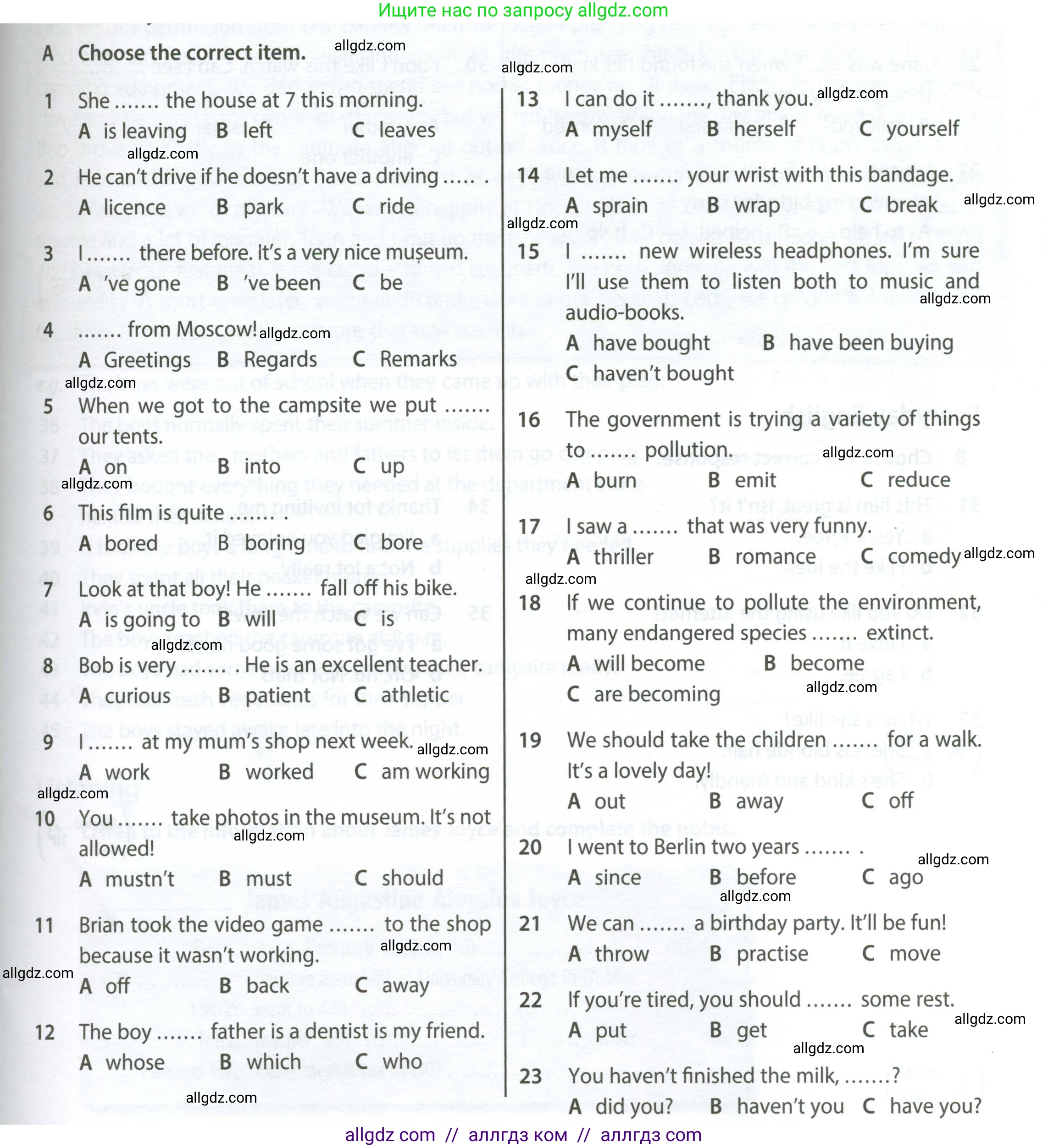Английский язык (english), 7 класс контрольные задания (test booklet), авторы: Ваулина Юлия Евгеньевна (Vaulina Julia), Дули Дженни (Dooley Jenny), Подоляко Ольга Евгеньевна (Podolyako Olga), Эванс Вирджиния (Evans Virginia), издательство Просвещение, Москва, 2023, розового цвета, страница 89, номер A (1-30), Условие 2023-2027