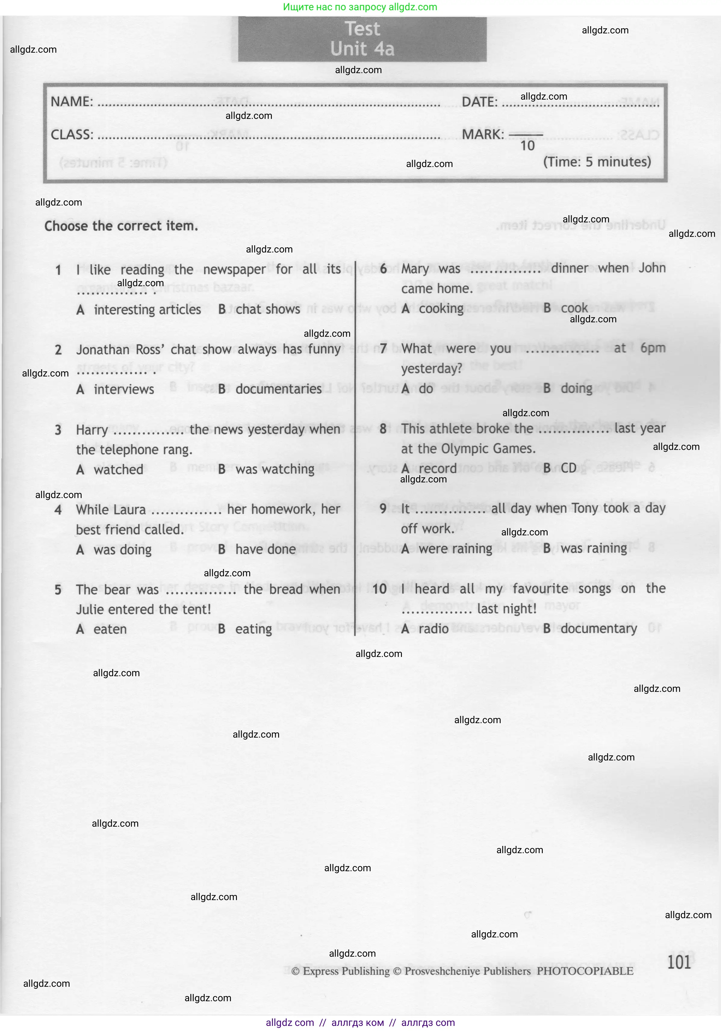 Английский язык (english), 7 класс контрольные задания (test booklet), авторы: Ваулина Юлия Евгеньевна (Vaulina Julia), Дули Дженни (Dooley Jenny), Подоляко Ольга Евгеньевна (Podolyako Olga), Эванс Вирджиния (Evans Virginia), издательство Просвещение, Москва, 2023, розового цвета, страница 101