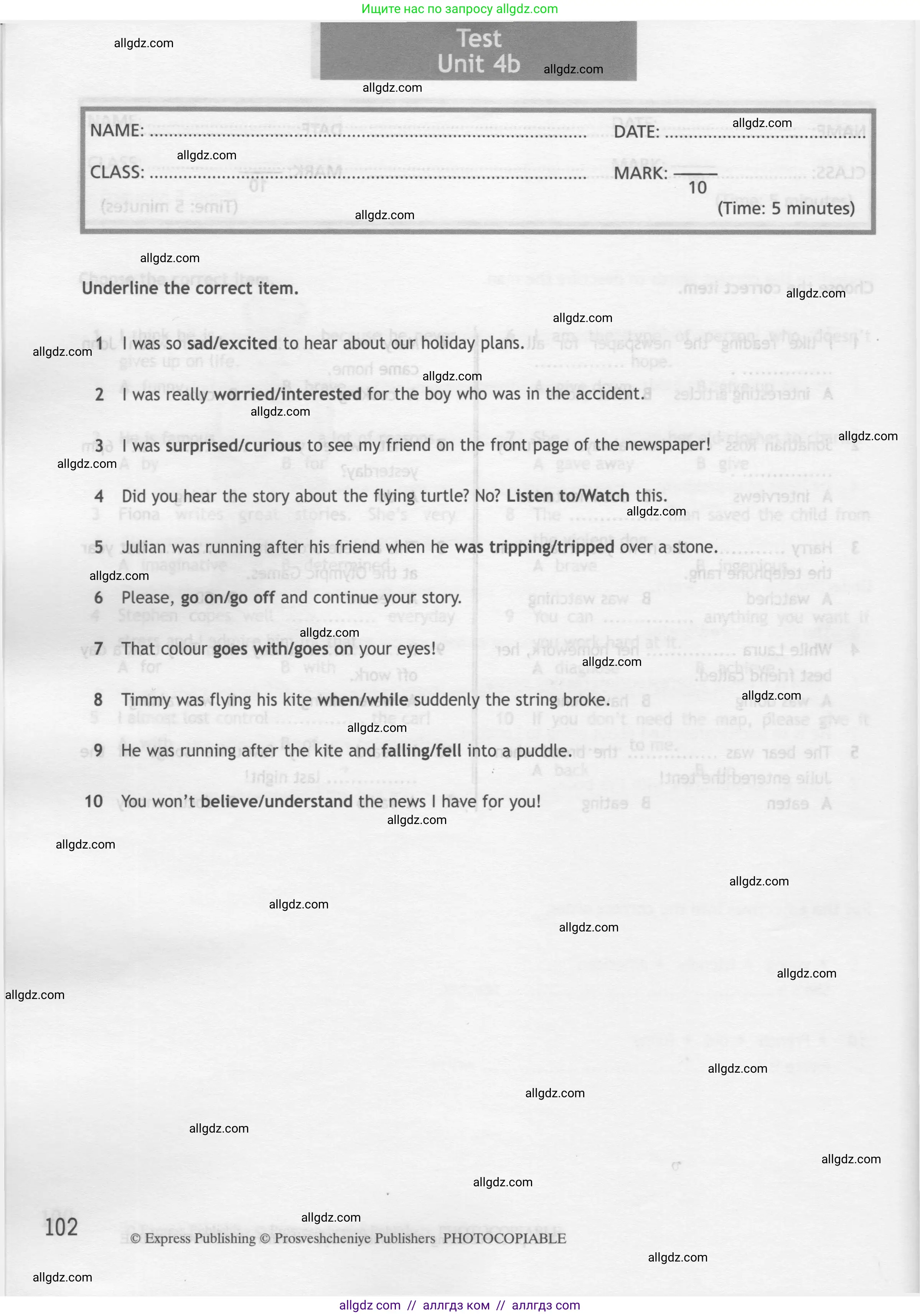 Английский язык (english), 7 класс контрольные задания (test booklet), авторы: Ваулина Юлия Евгеньевна (Vaulina Julia), Дули Дженни (Dooley Jenny), Подоляко Ольга Евгеньевна (Podolyako Olga), Эванс Вирджиния (Evans Virginia), издательство Просвещение, Москва, 2023, розового цвета, страница 102