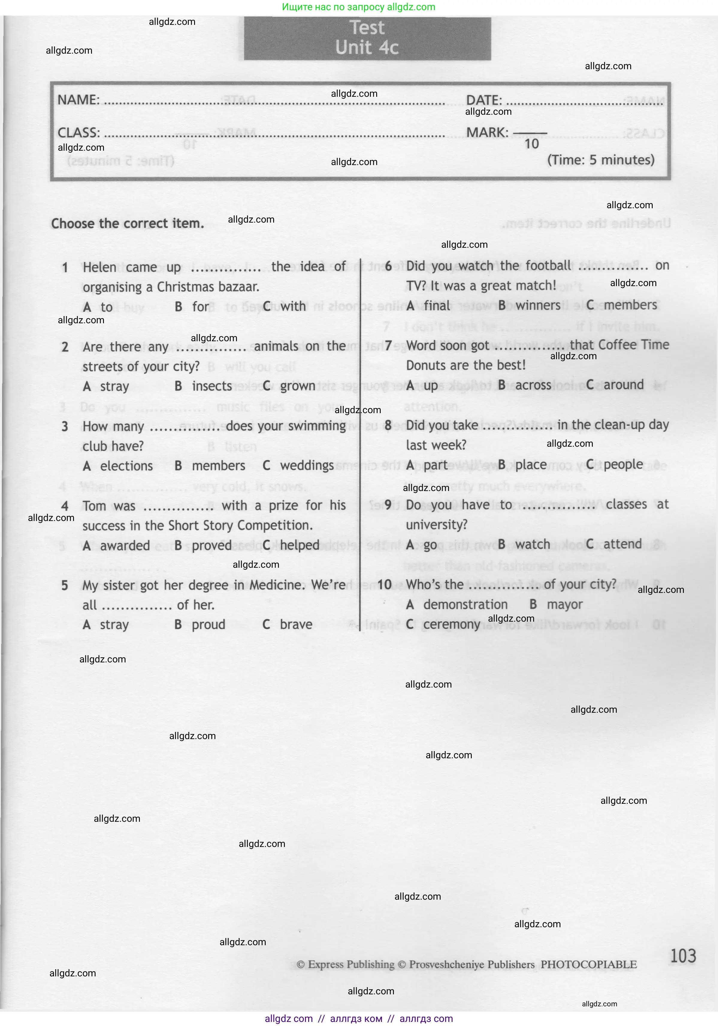 Английский язык (english), 7 класс контрольные задания (test booklet), авторы: Ваулина Юлия Евгеньевна (Vaulina Julia), Дули Дженни (Dooley Jenny), Подоляко Ольга Евгеньевна (Podolyako Olga), Эванс Вирджиния (Evans Virginia), издательство Просвещение, Москва, 2023, розового цвета, страница 103