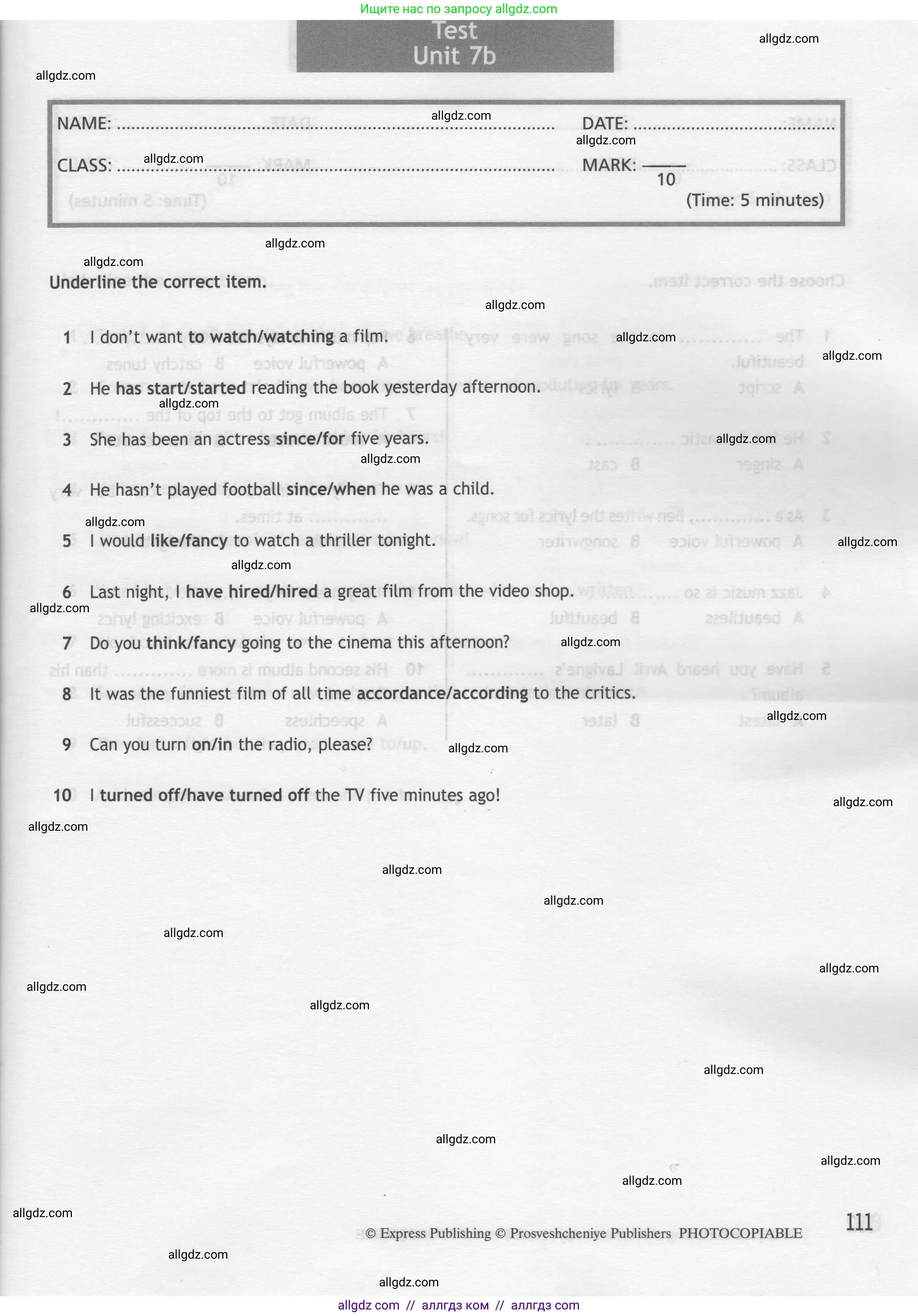 Английский язык (english), 7 класс контрольные задания (test booklet), авторы: Ваулина Юлия Евгеньевна (Vaulina Julia), Дули Дженни (Dooley Jenny), Подоляко Ольга Евгеньевна (Podolyako Olga), Эванс Вирджиния (Evans Virginia), издательство Просвещение, Москва, 2023, розового цвета, страница 111