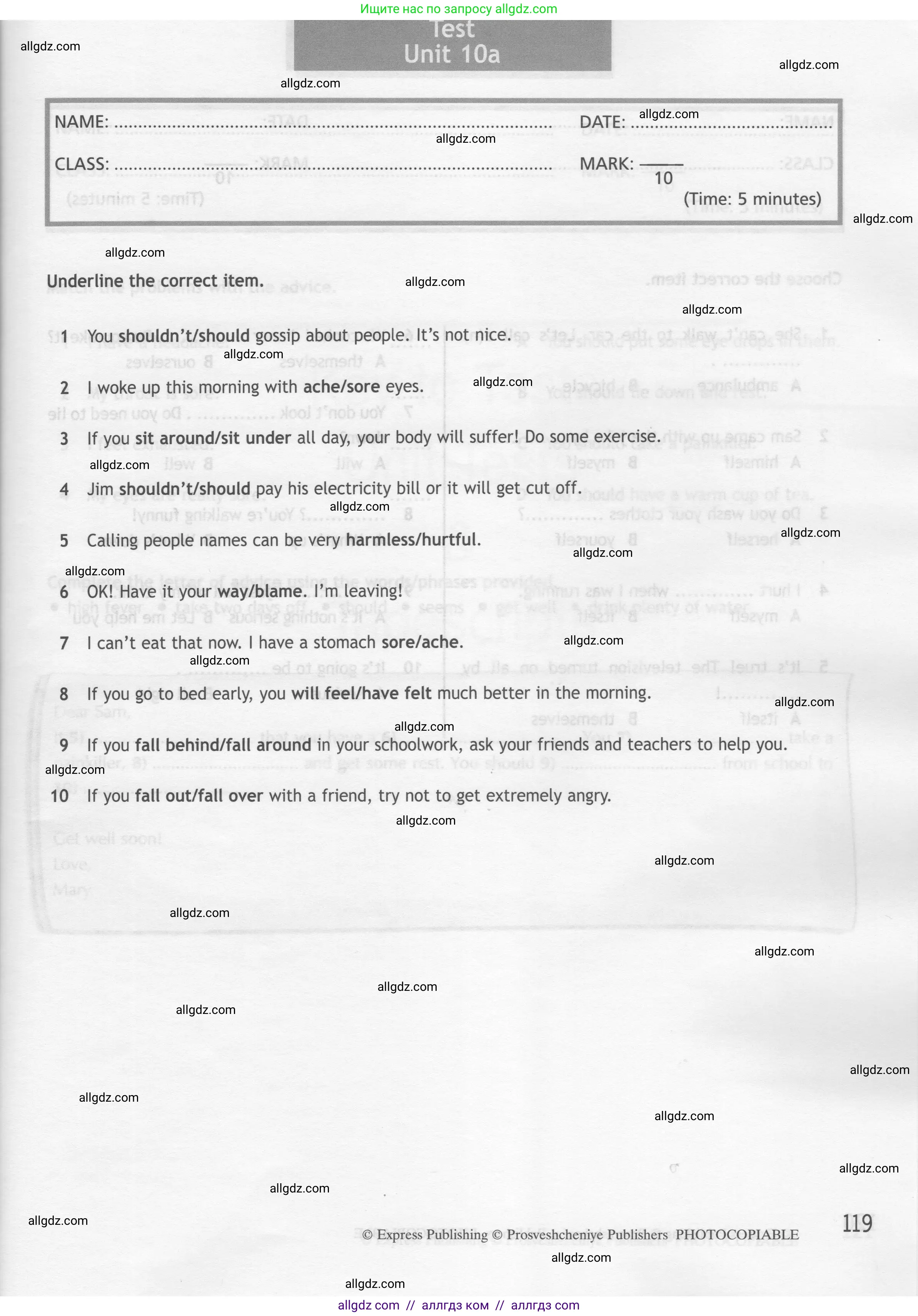 Английский язык (english), 7 класс контрольные задания (test booklet), авторы: Ваулина Юлия Евгеньевна (Vaulina Julia), Дули Дженни (Dooley Jenny), Подоляко Ольга Евгеньевна (Podolyako Olga), Эванс Вирджиния (Evans Virginia), издательство Просвещение, Москва, 2023, розового цвета, страница 119