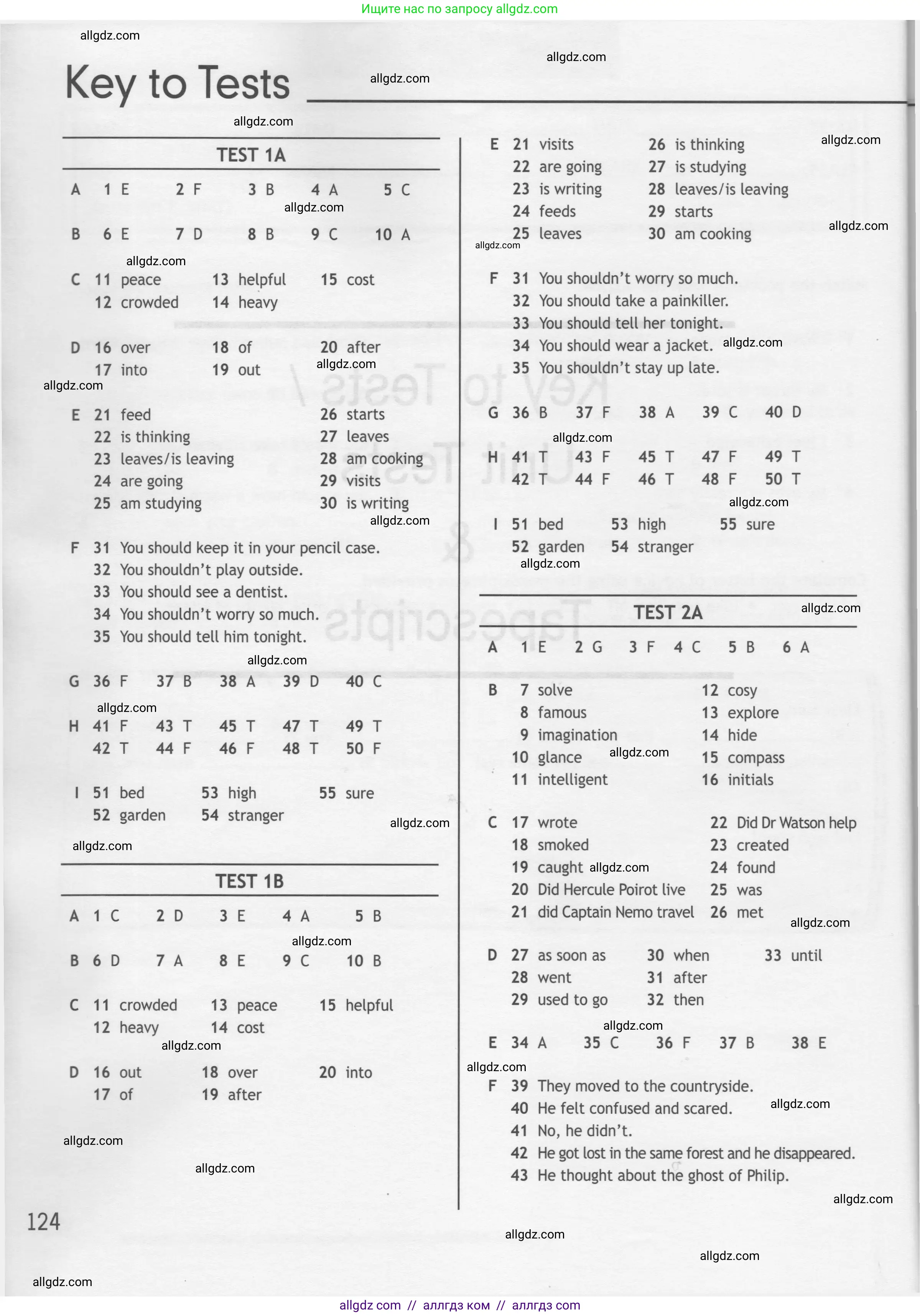 Английский язык (english), 7 класс контрольные задания (test booklet), авторы: Ваулина Юлия Евгеньевна (Vaulina Julia), Дули Дженни (Dooley Jenny), Подоляко Ольга Евгеньевна (Podolyako Olga), Эванс Вирджиния (Evans Virginia), издательство Просвещение, Москва, 2023, розового цвета, страница 124