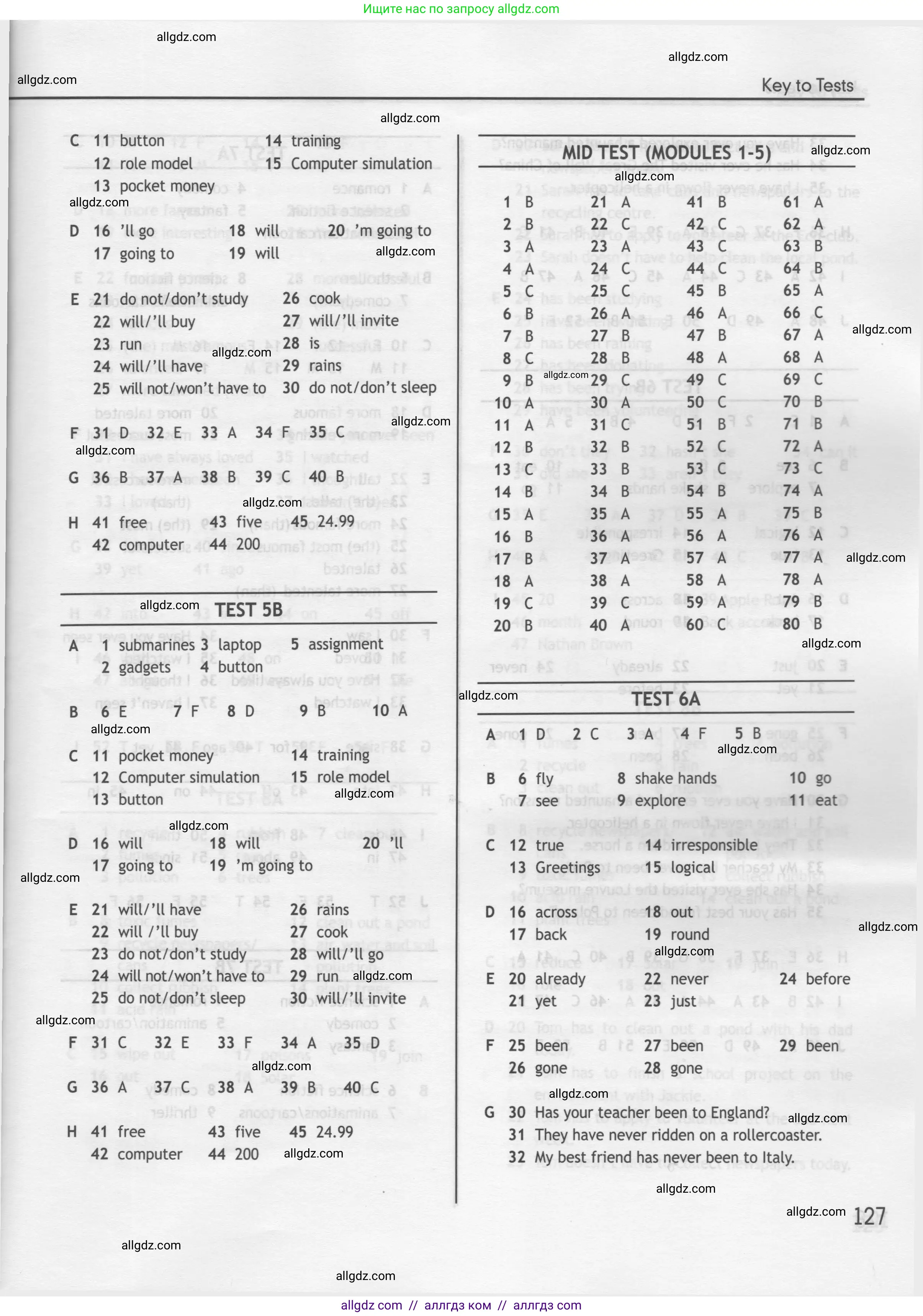 Английский язык (english), 7 класс контрольные задания (test booklet), авторы: Ваулина Юлия Евгеньевна (Vaulina Julia), Дули Дженни (Dooley Jenny), Подоляко Ольга Евгеньевна (Podolyako Olga), Эванс Вирджиния (Evans Virginia), издательство Просвещение, Москва, 2023, розового цвета, страница 127