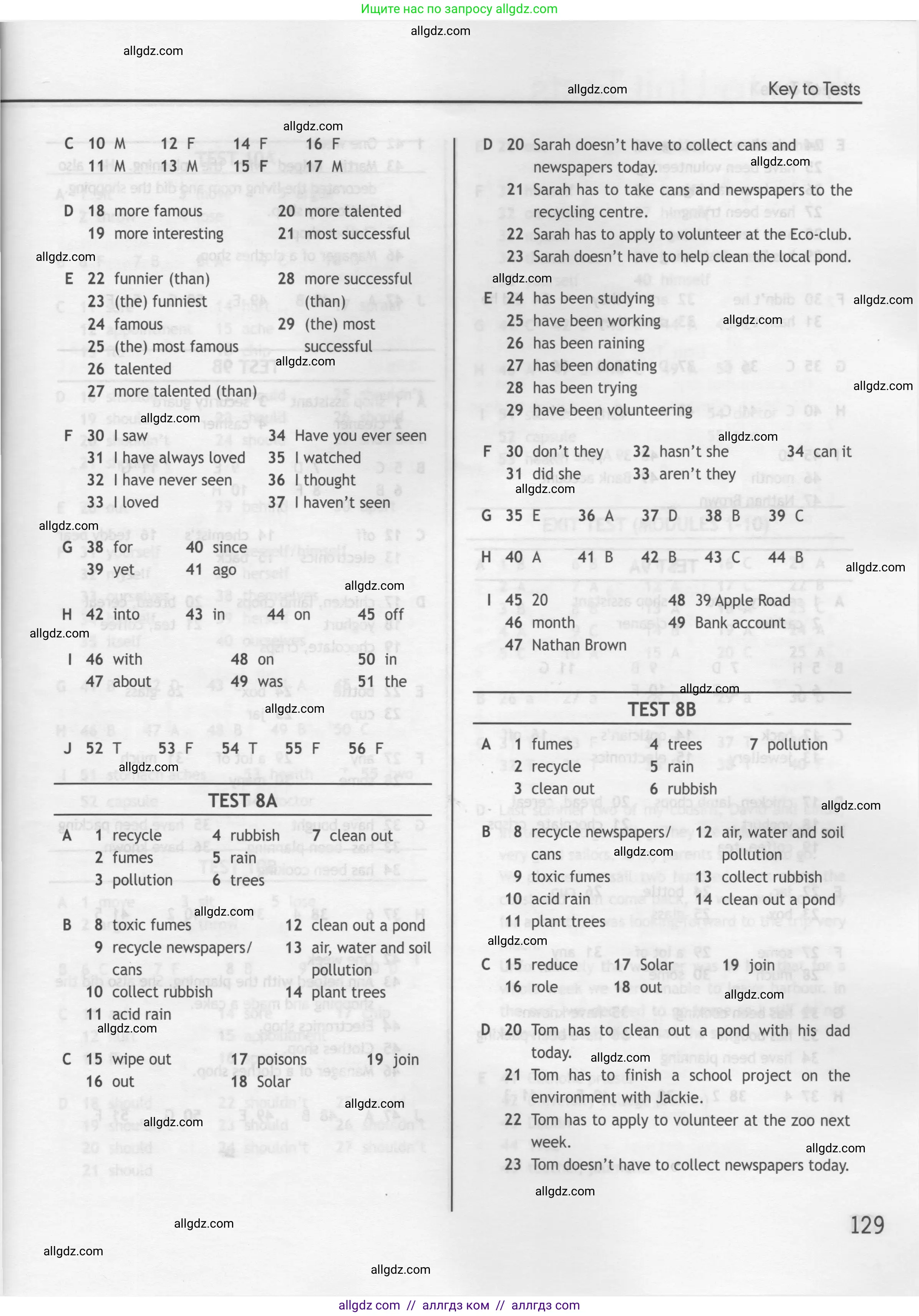Английский язык (english), 7 класс контрольные задания (test booklet), авторы: Ваулина Юлия Евгеньевна (Vaulina Julia), Дули Дженни (Dooley Jenny), Подоляко Ольга Евгеньевна (Podolyako Olga), Эванс Вирджиния (Evans Virginia), издательство Просвещение, Москва, 2023, розового цвета, страница 129