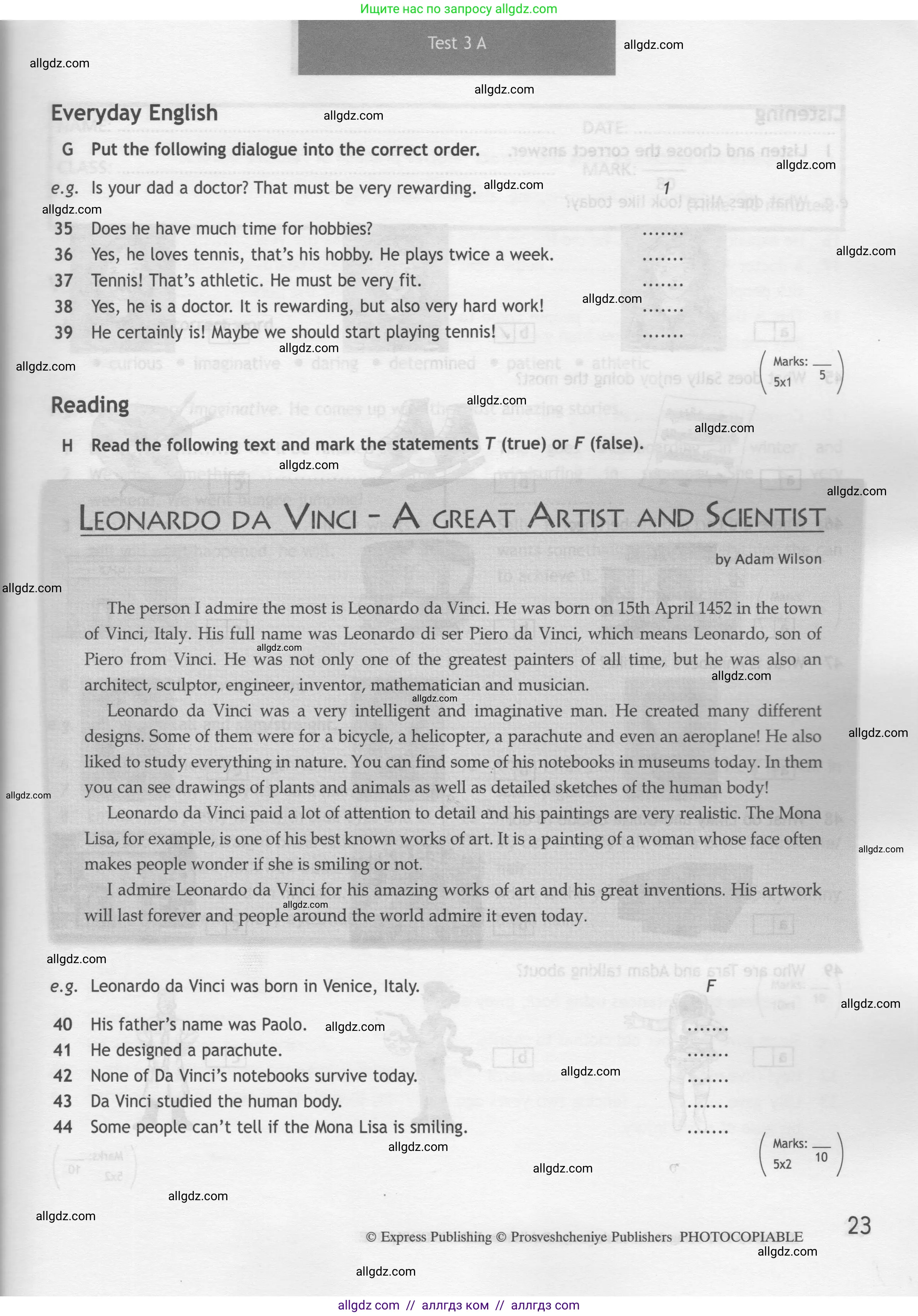 Английский язык (english), 7 класс контрольные задания (test booklet), авторы: Ваулина Юлия Евгеньевна (Vaulina Julia), Дули Дженни (Dooley Jenny), Подоляко Ольга Евгеньевна (Podolyako Olga), Эванс Вирджиния (Evans Virginia), издательство Просвещение, Москва, 2023, розового цвета, страница 23