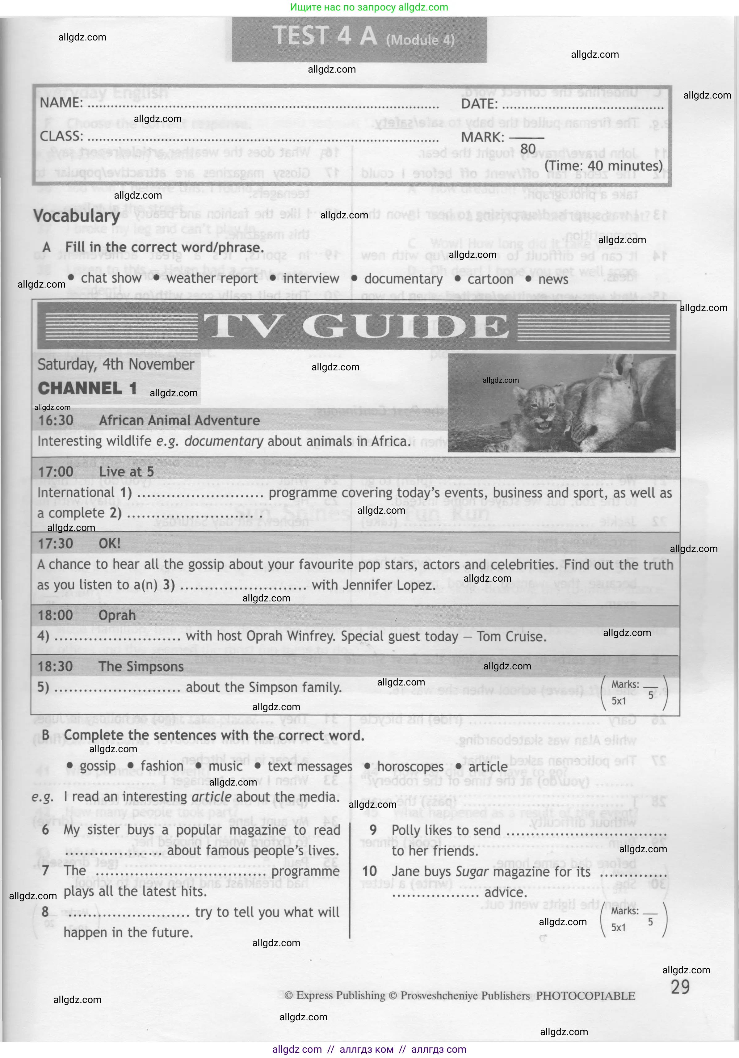 Английский язык (english), 7 класс контрольные задания (test booklet), авторы: Ваулина Юлия Евгеньевна (Vaulina Julia), Дули Дженни (Dooley Jenny), Подоляко Ольга Евгеньевна (Podolyako Olga), Эванс Вирджиния (Evans Virginia), издательство Просвещение, Москва, 2023, розового цвета, страница 29