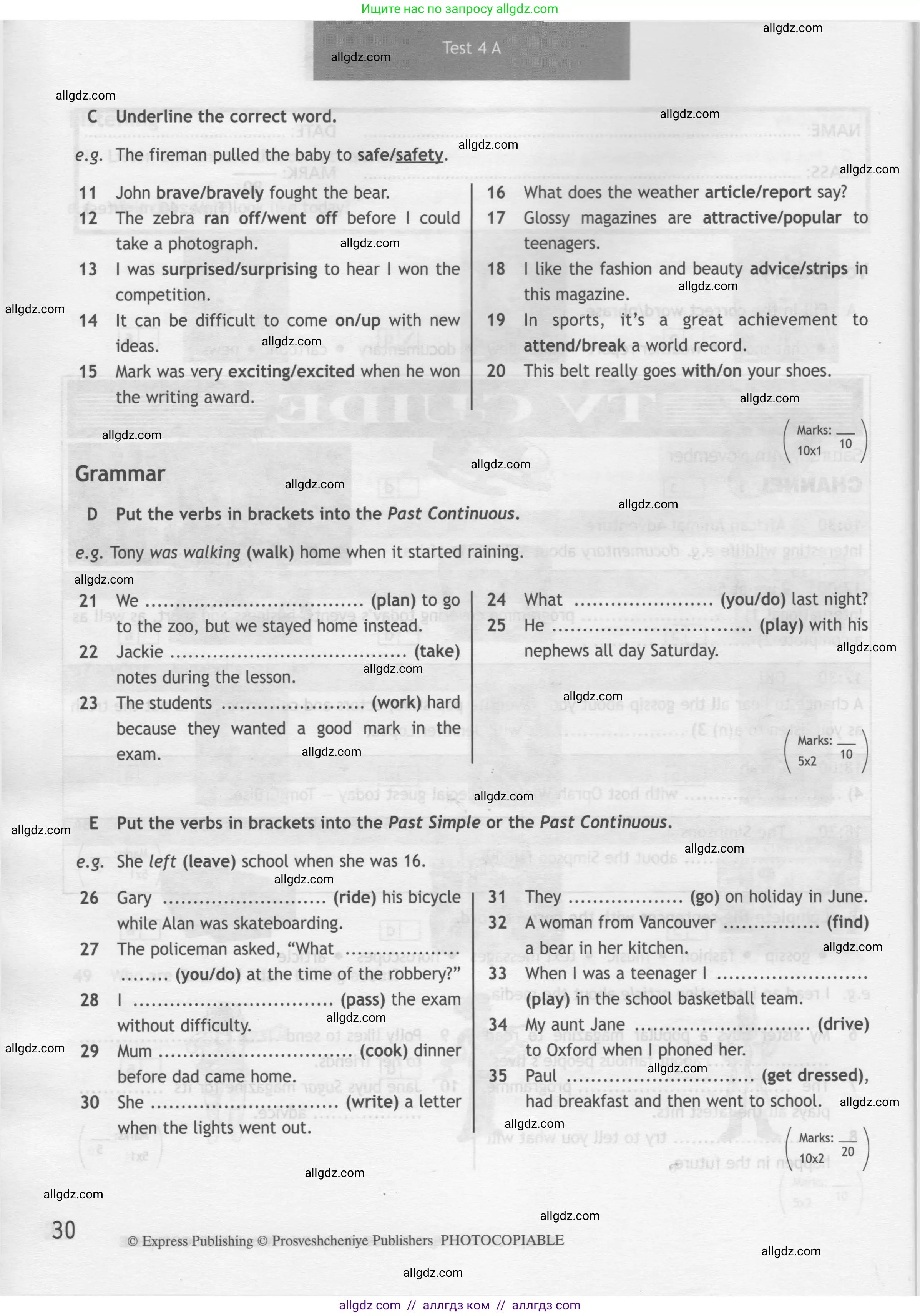 Английский язык (english), 7 класс контрольные задания (test booklet), авторы: Ваулина Юлия Евгеньевна (Vaulina Julia), Дули Дженни (Dooley Jenny), Подоляко Ольга Евгеньевна (Podolyako Olga), Эванс Вирджиния (Evans Virginia), издательство Просвещение, Москва, 2023, розового цвета, страница 30