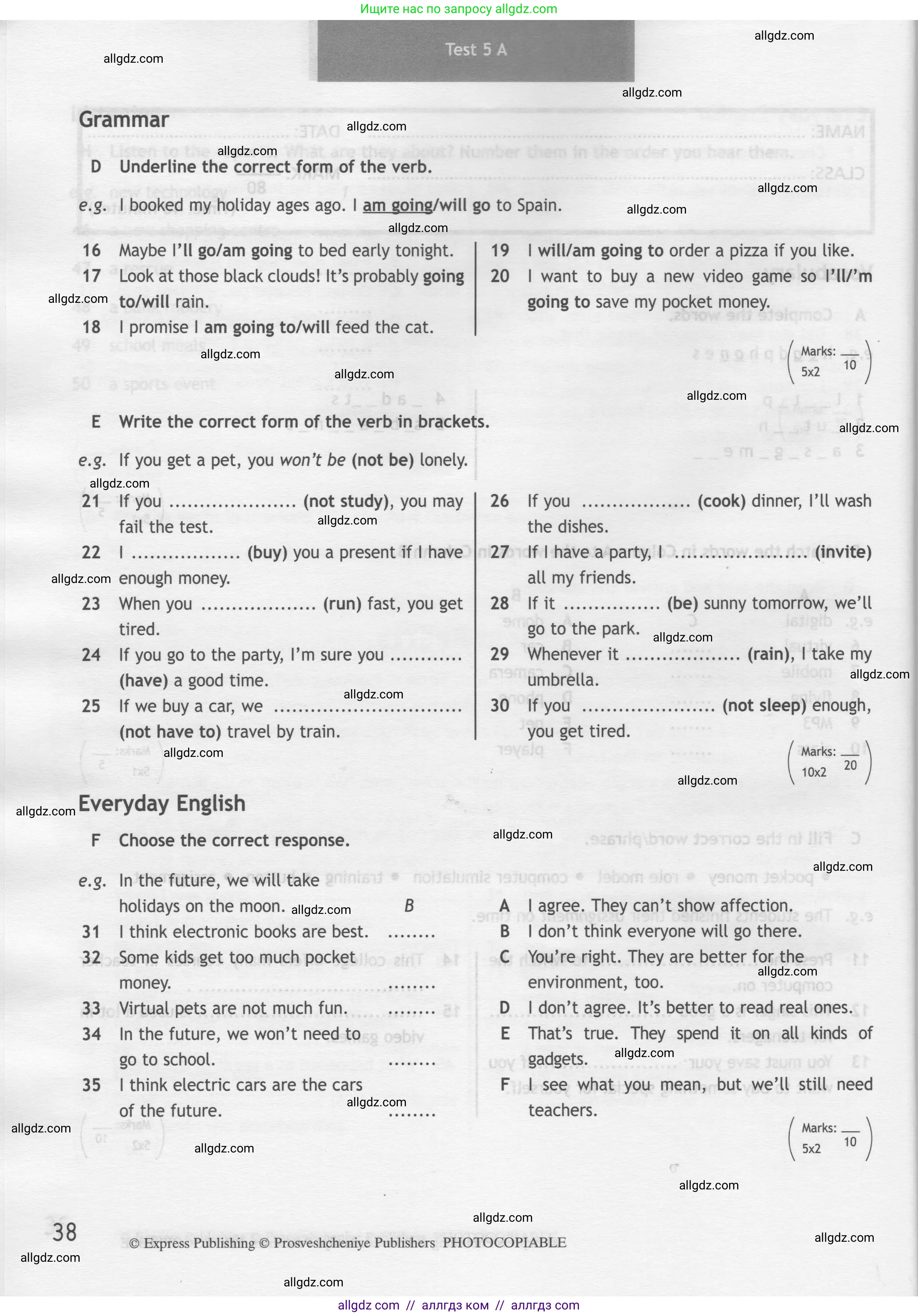 Английский язык (english), 7 класс контрольные задания (test booklet), авторы: Ваулина Юлия Евгеньевна (Vaulina Julia), Дули Дженни (Dooley Jenny), Подоляко Ольга Евгеньевна (Podolyako Olga), Эванс Вирджиния (Evans Virginia), издательство Просвещение, Москва, 2023, розового цвета, страница 38