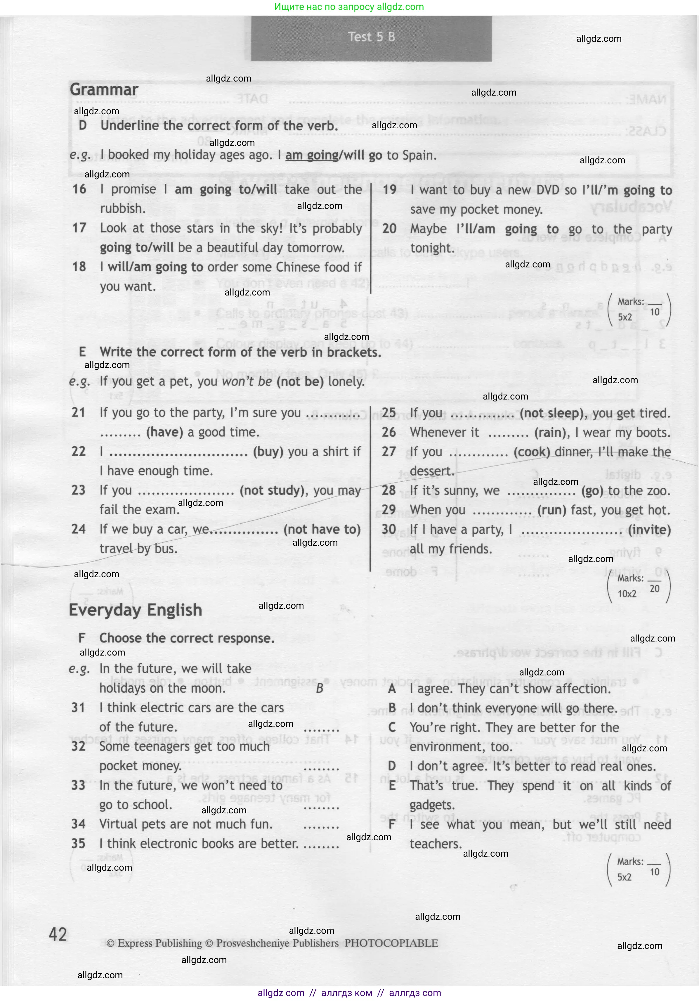 Английский язык (english), 7 класс контрольные задания (test booklet), авторы: Ваулина Юлия Евгеньевна (Vaulina Julia), Дули Дженни (Dooley Jenny), Подоляко Ольга Евгеньевна (Podolyako Olga), Эванс Вирджиния (Evans Virginia), издательство Просвещение, Москва, 2023, розового цвета, страница 42