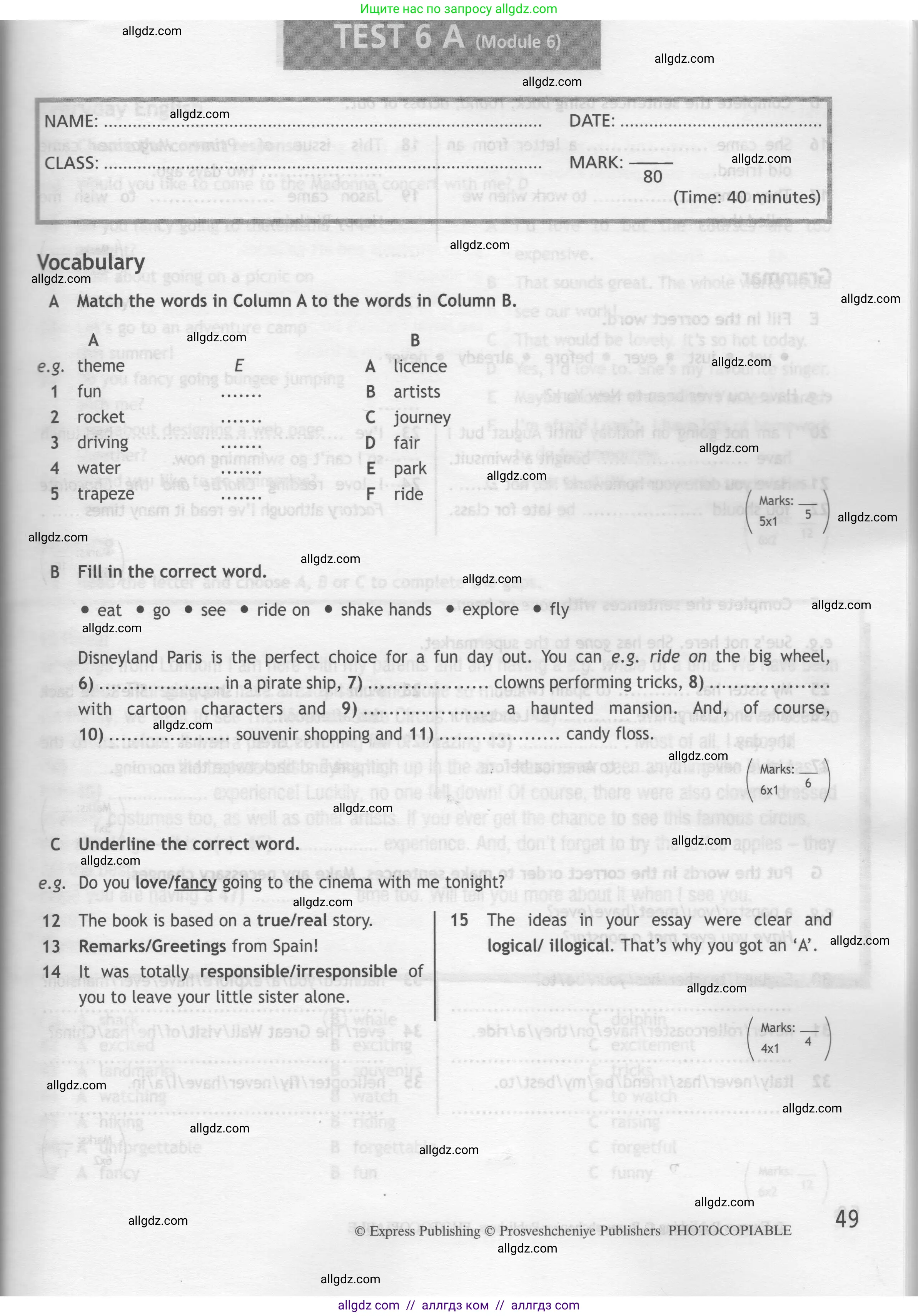 Английский язык (english), 7 класс контрольные задания (test booklet), авторы: Ваулина Юлия Евгеньевна (Vaulina Julia), Дули Дженни (Dooley Jenny), Подоляко Ольга Евгеньевна (Podolyako Olga), Эванс Вирджиния (Evans Virginia), издательство Просвещение, Москва, 2023, розового цвета, страница 49