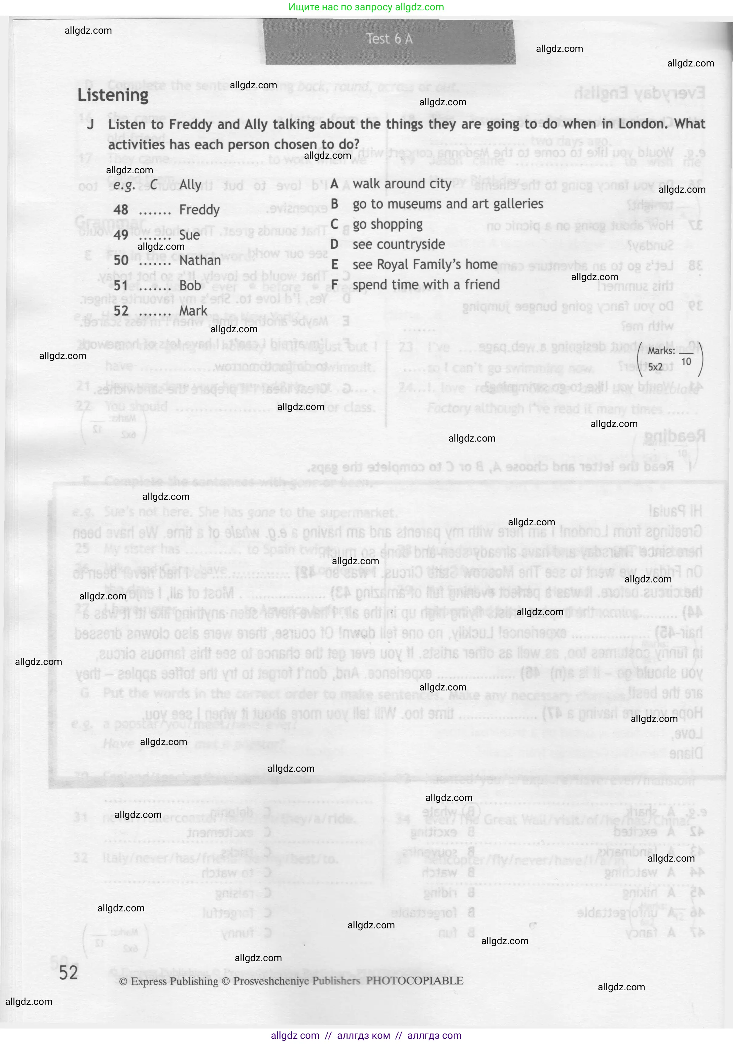 Английский язык (english), 7 класс контрольные задания (test booklet), авторы: Ваулина Юлия Евгеньевна (Vaulina Julia), Дули Дженни (Dooley Jenny), Подоляко Ольга Евгеньевна (Podolyako Olga), Эванс Вирджиния (Evans Virginia), издательство Просвещение, Москва, 2023, розового цвета, страница 52